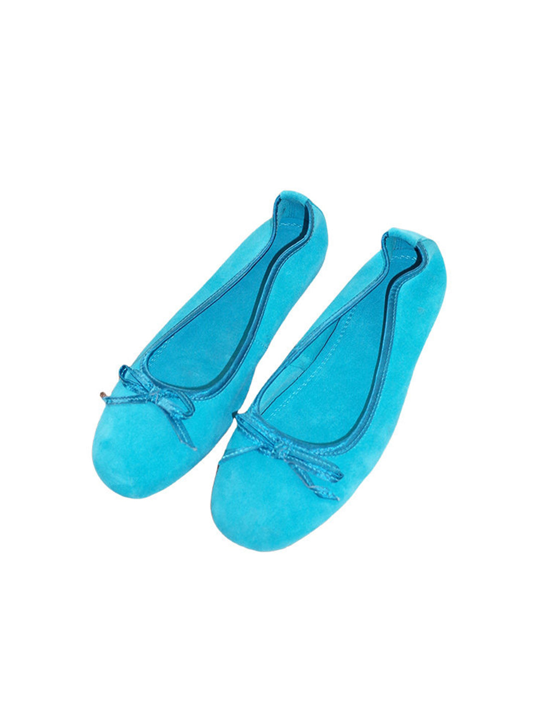 Turquoise Bow Soft Ballet Flats - View 8