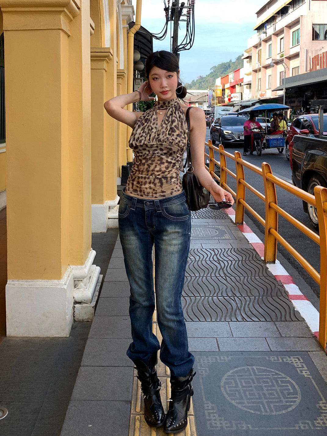 Rivet-Buckle Pointed-Toe Ankle Boots - View 8
