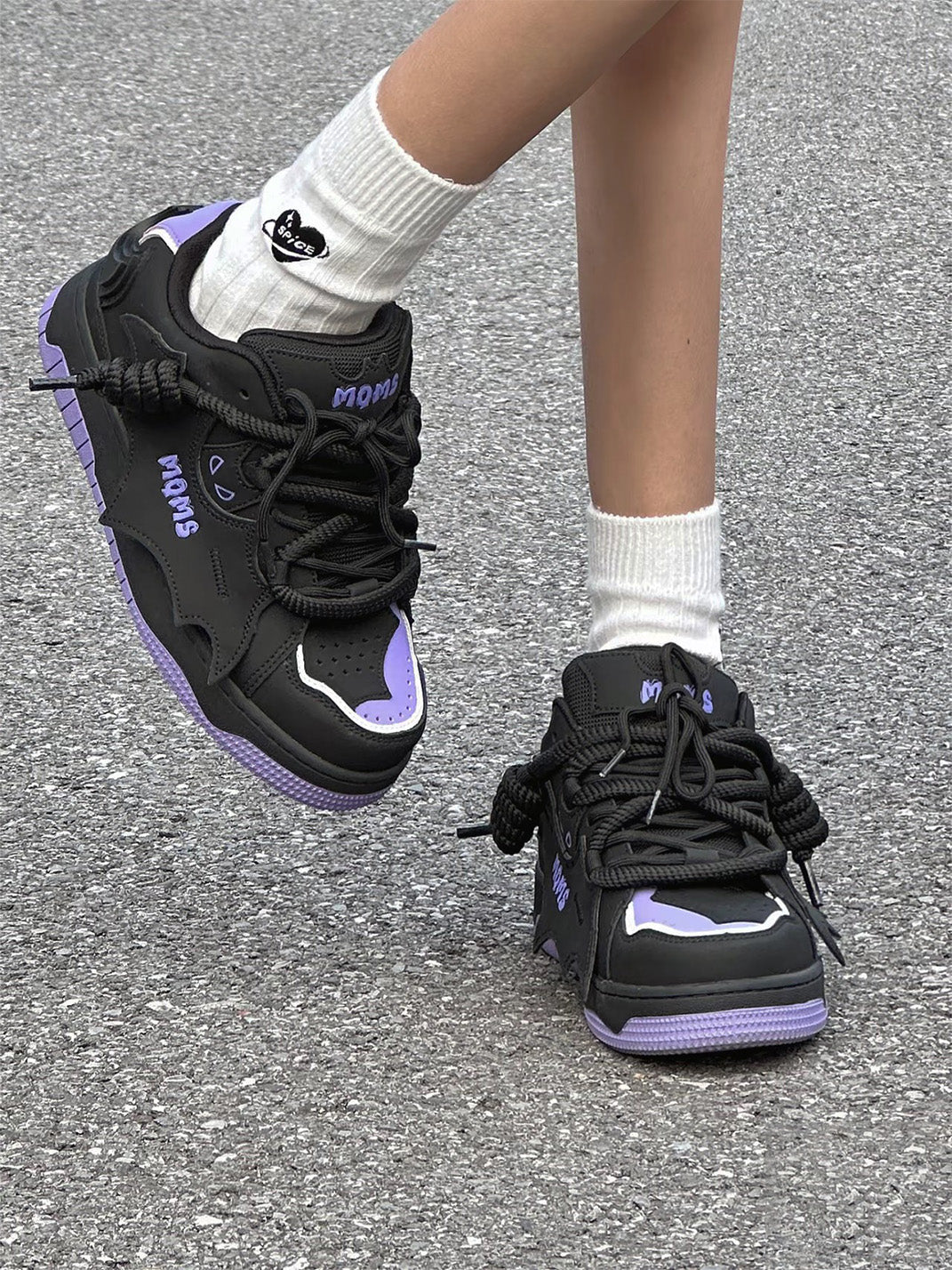 Purple Bat Graphic Platform Sneakers - View 2