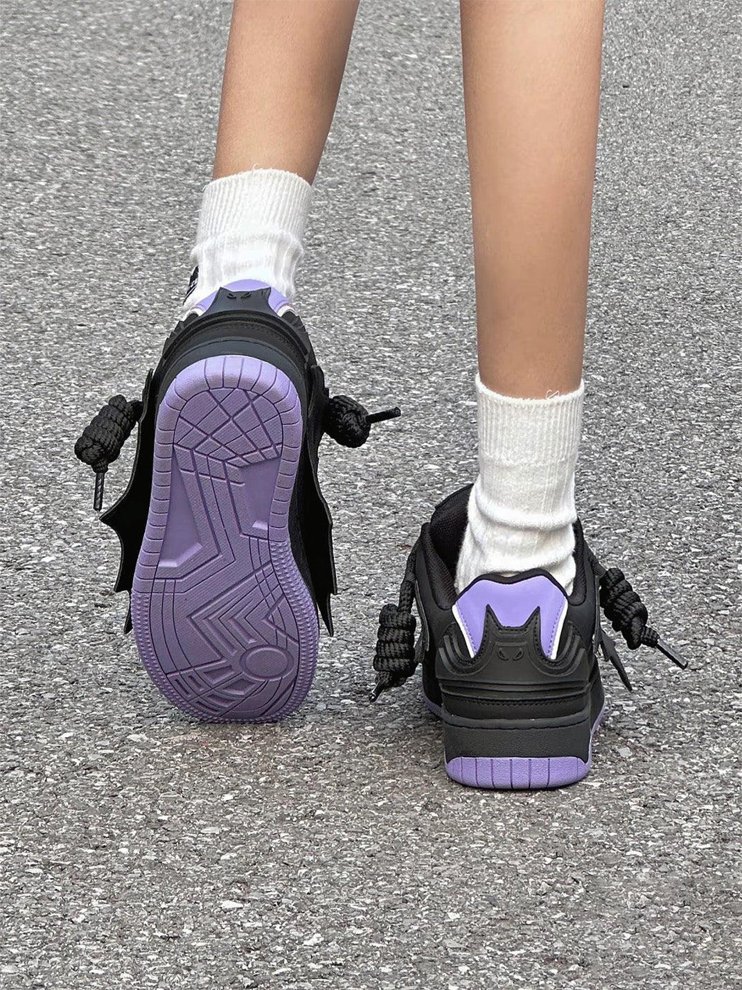 Purple Bat Graphic Platform Sneakers - View 3