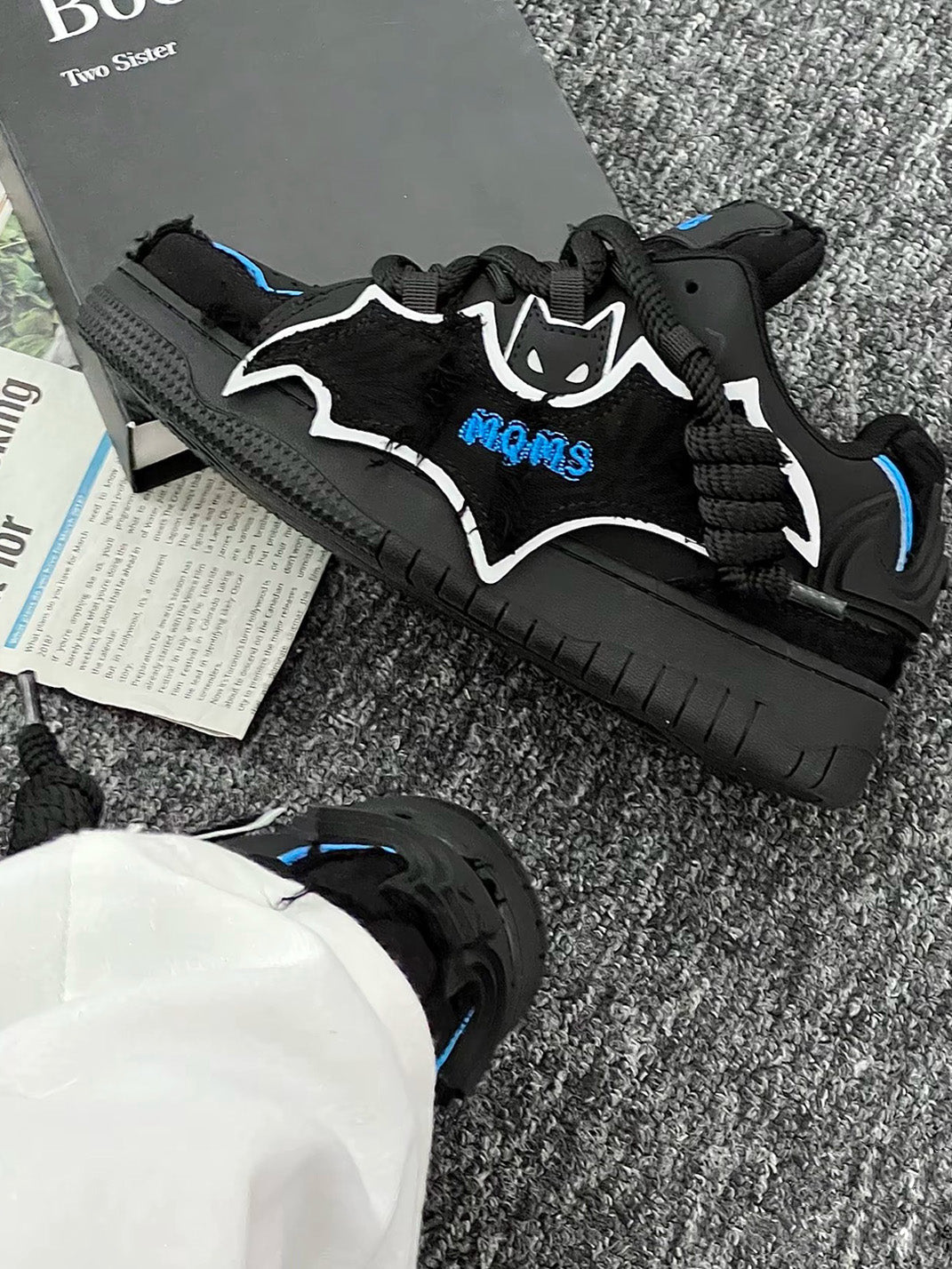 Black Bat-Panel Platform Sneakers - View 3
