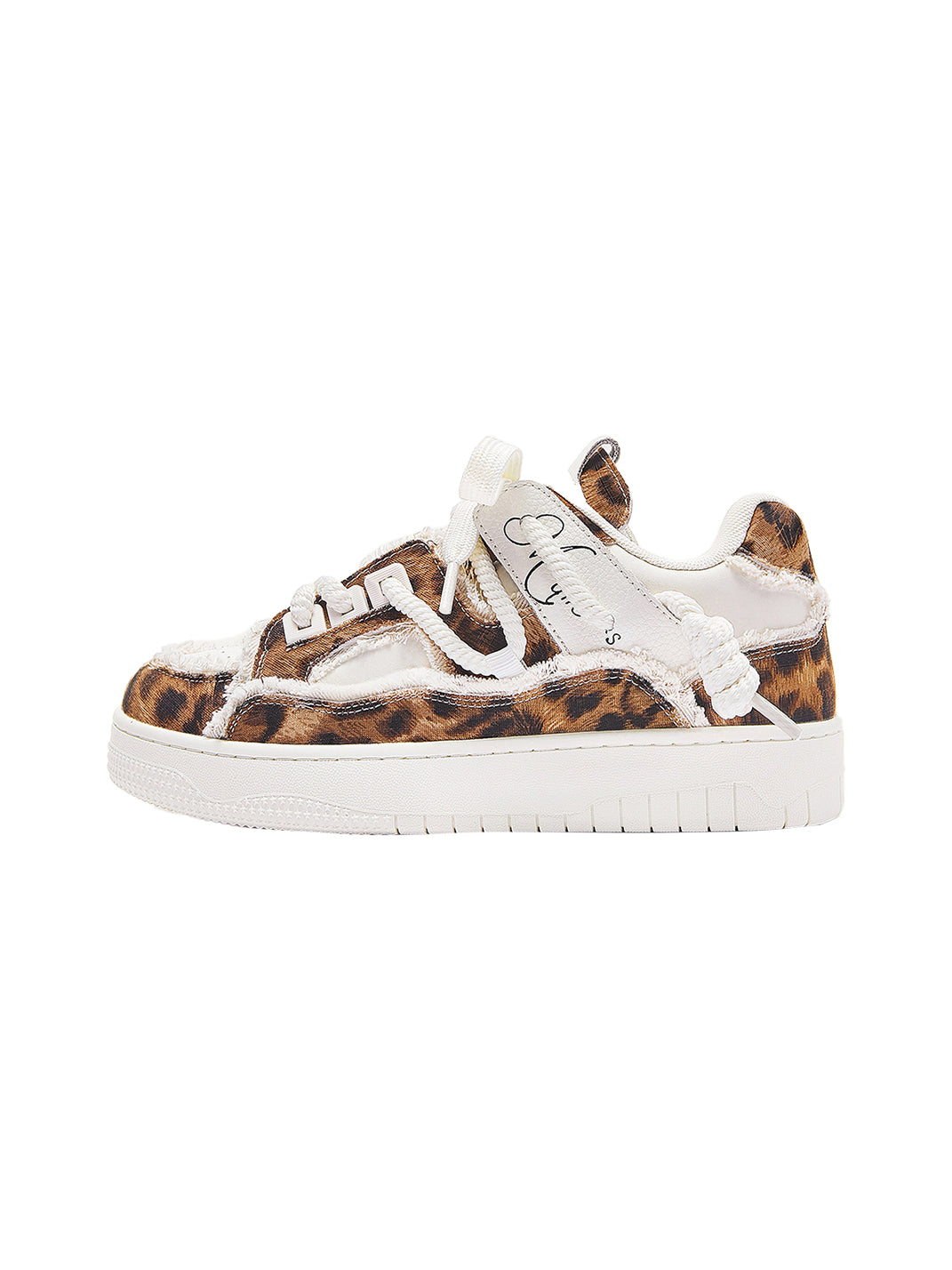 Leopard Deconstructed Platform Canvas Sneakers