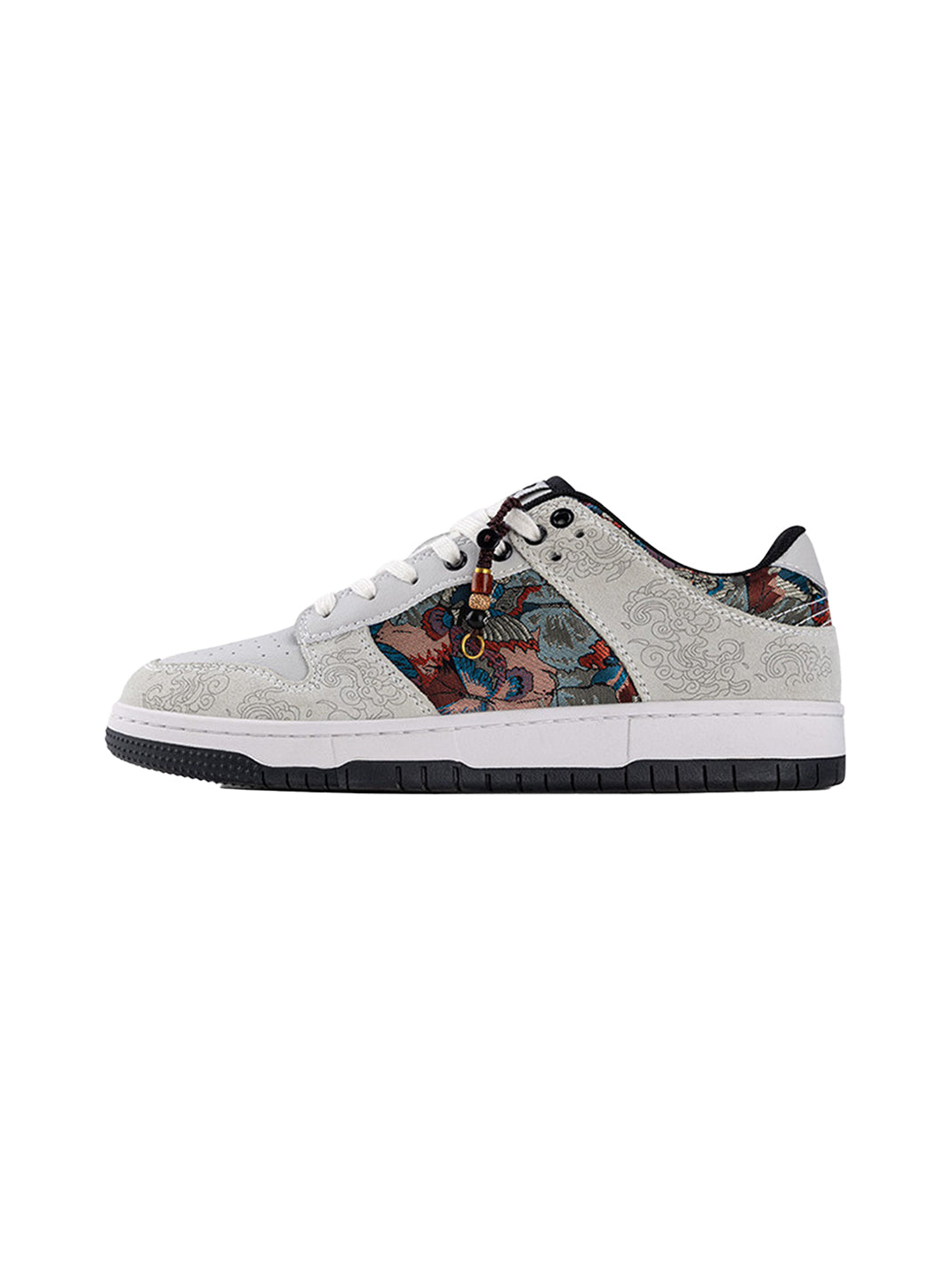 Brocade Bird-Panel Embroidered Court Sneakers