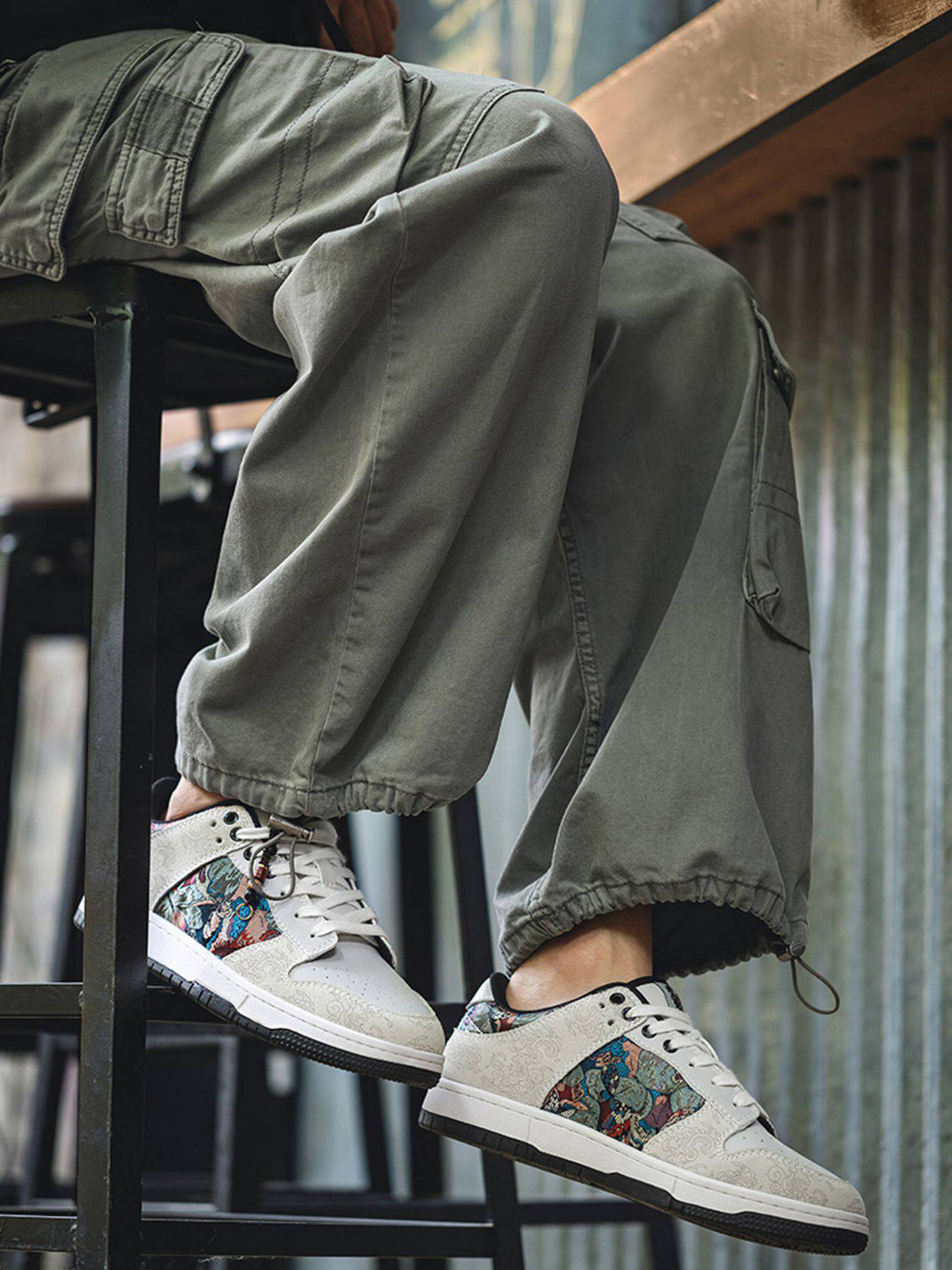 Brocade Bird-Panel Embroidered Court Sneakers - View 5