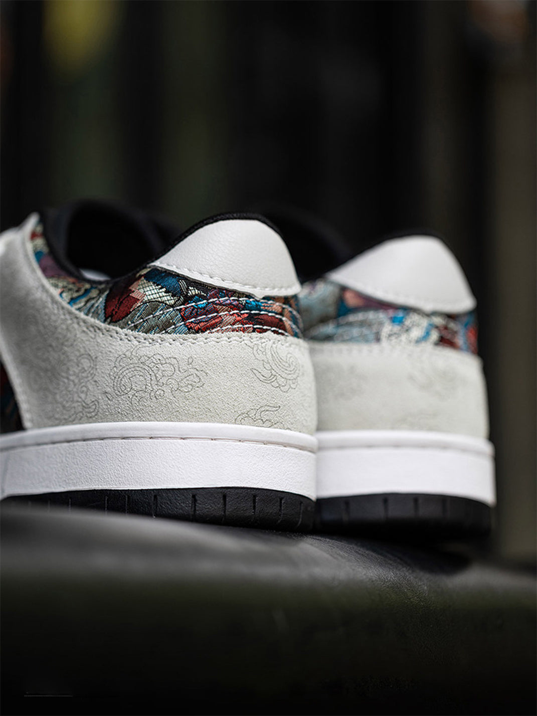 Brocade Bird-Panel Embroidered Court Sneakers - View 10
