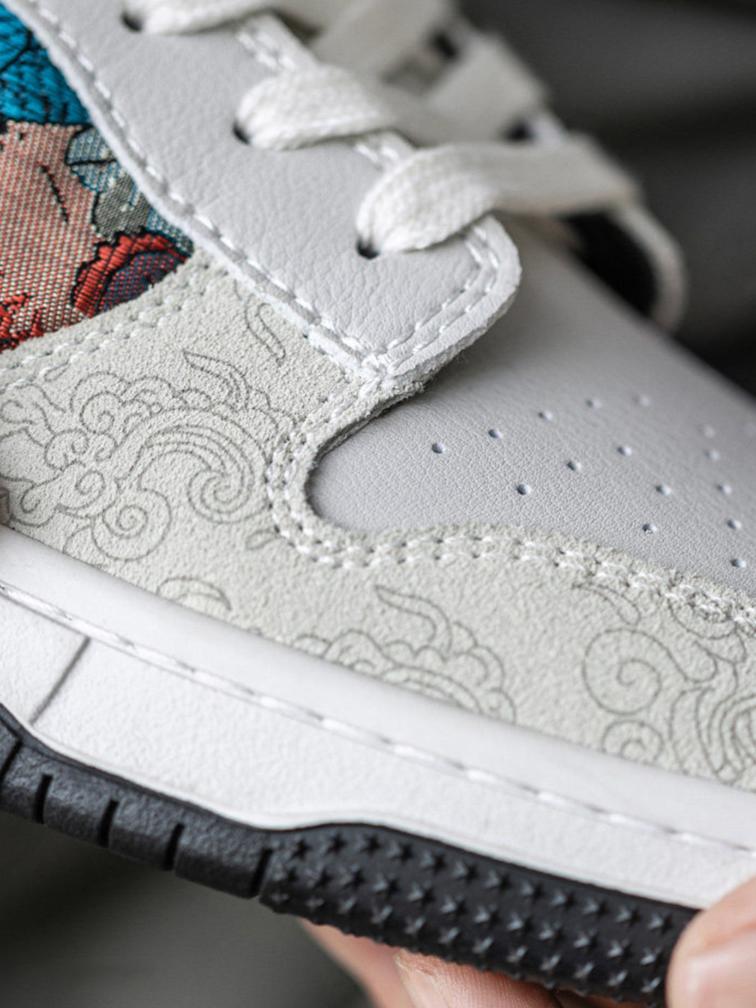 Brocade Bird-Panel Embroidered Court Sneakers - View 11