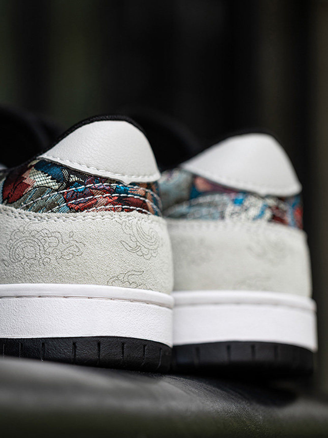 Brocade Bird-Panel Embroidered Court Sneakers - View 14