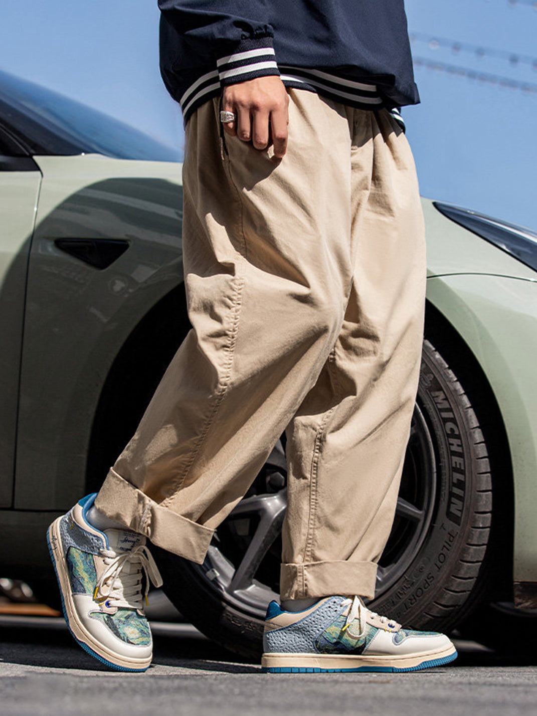 Landscape-Panel Retro Low-Top Skate Sneakers - View 3