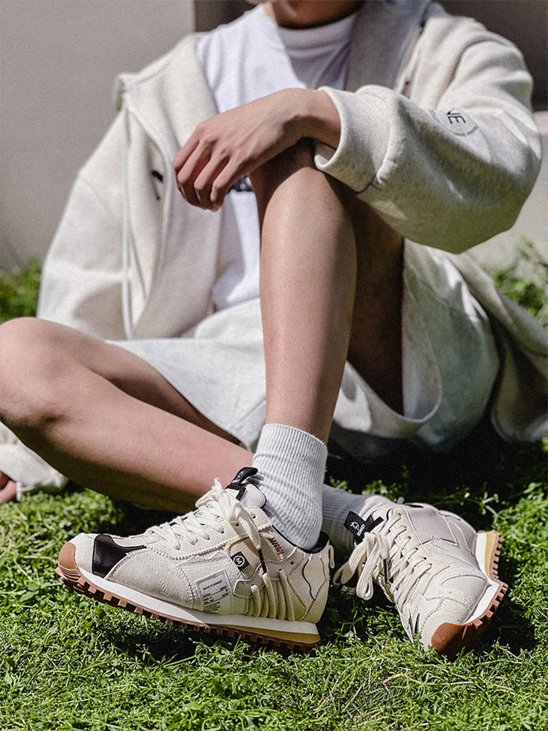 Ivory Waffle-Sole Retro Runner Sneakers - View 8