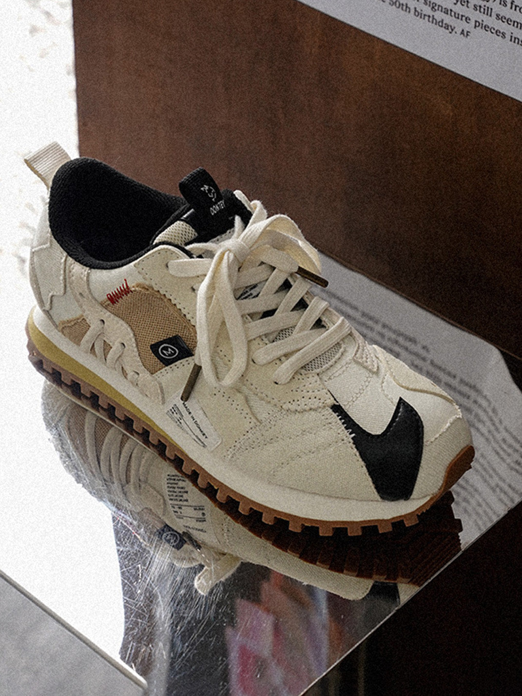 Ivory Waffle-Sole Retro Runner Sneakers - View 12