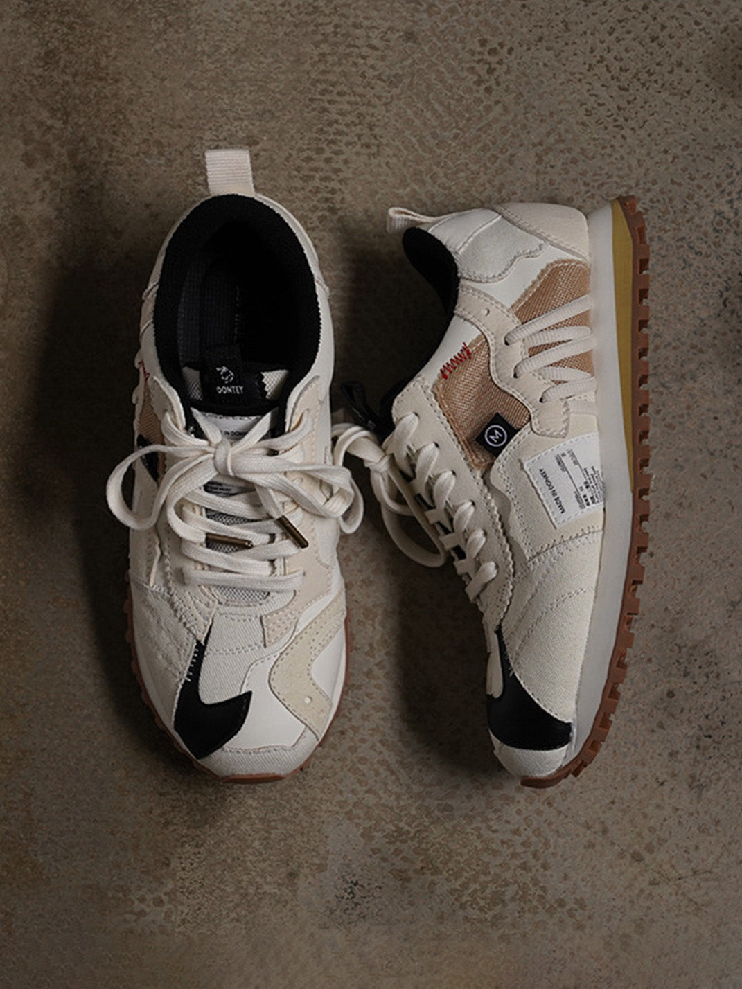 Ivory Waffle-Sole Retro Runner Sneakers - View 16