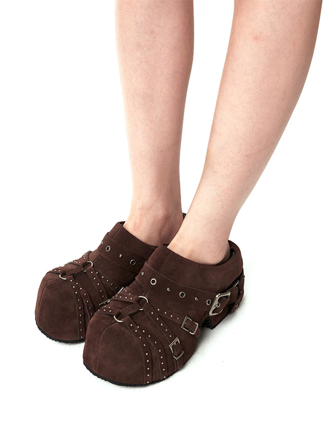 Multi-Buckle Studded Closed-Toe Mules - View 11