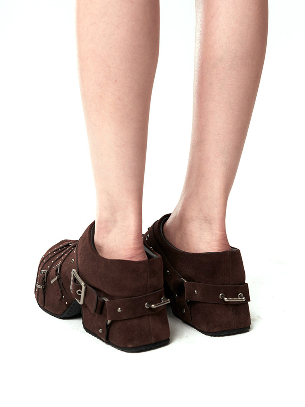 Multi-Buckle Studded Closed-Toe Mules - View 12