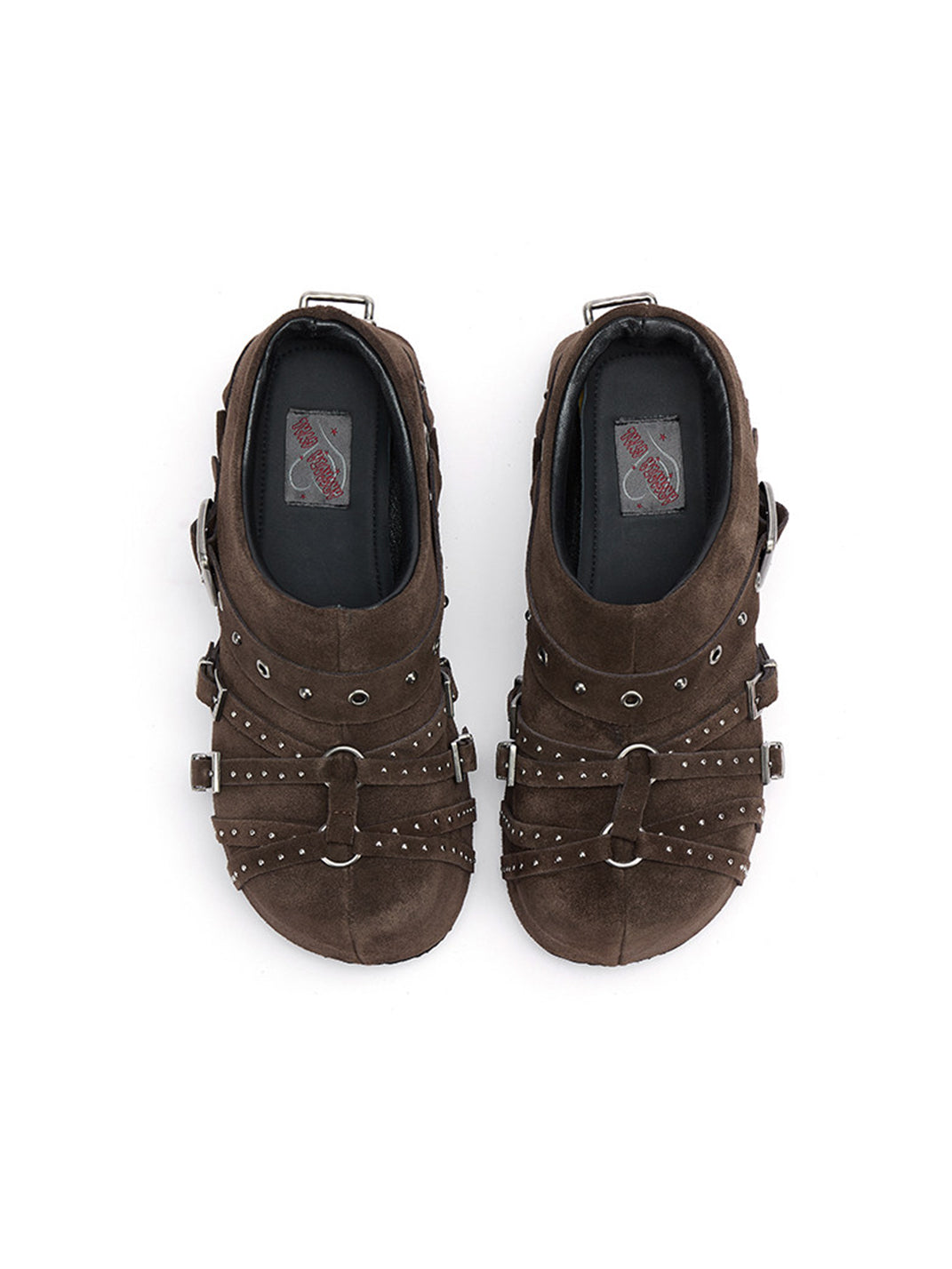 Multi-Buckle Studded Closed-Toe Mules - View 17