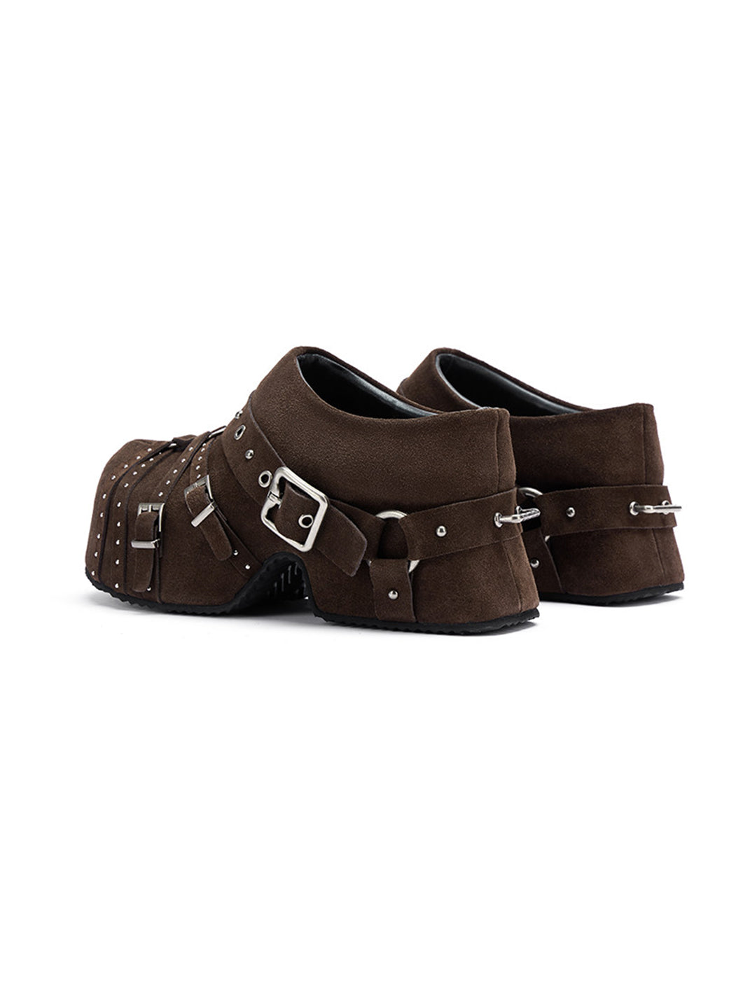Multi-Buckle Studded Closed-Toe Mules - View 18
