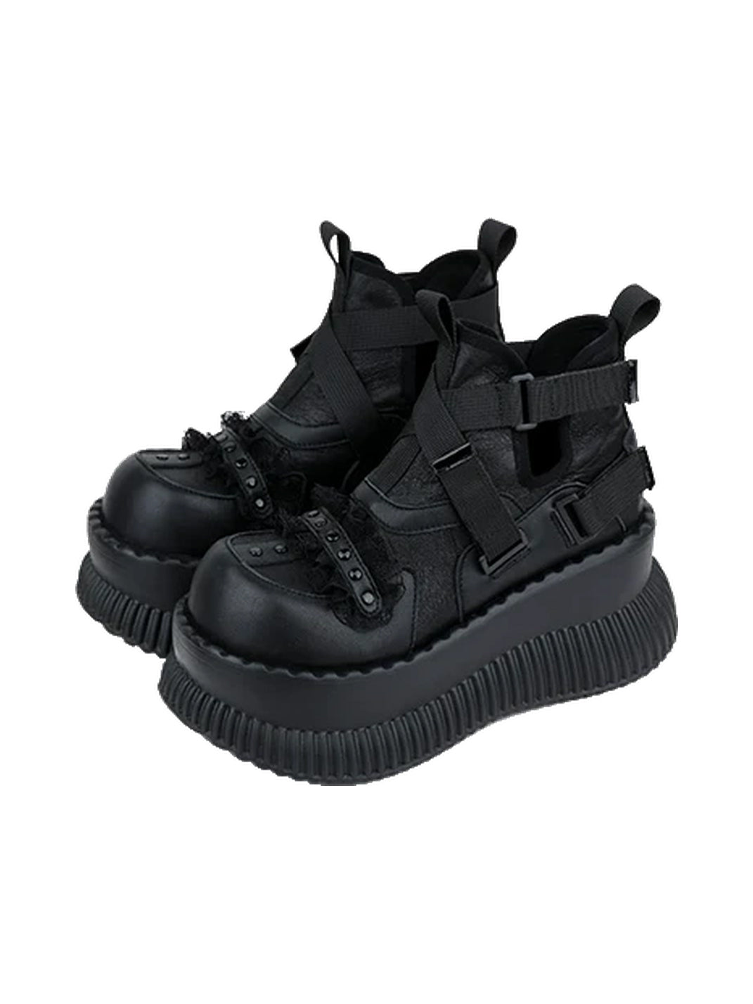 Multi-Buckle Studded Platform Ankle Boots - view 6
