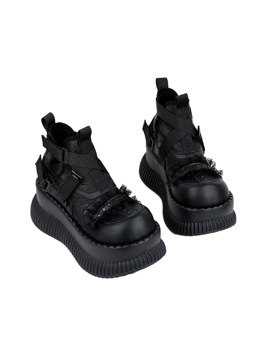 Multi-Buckle Studded Platform Ankle Boots - view 8
