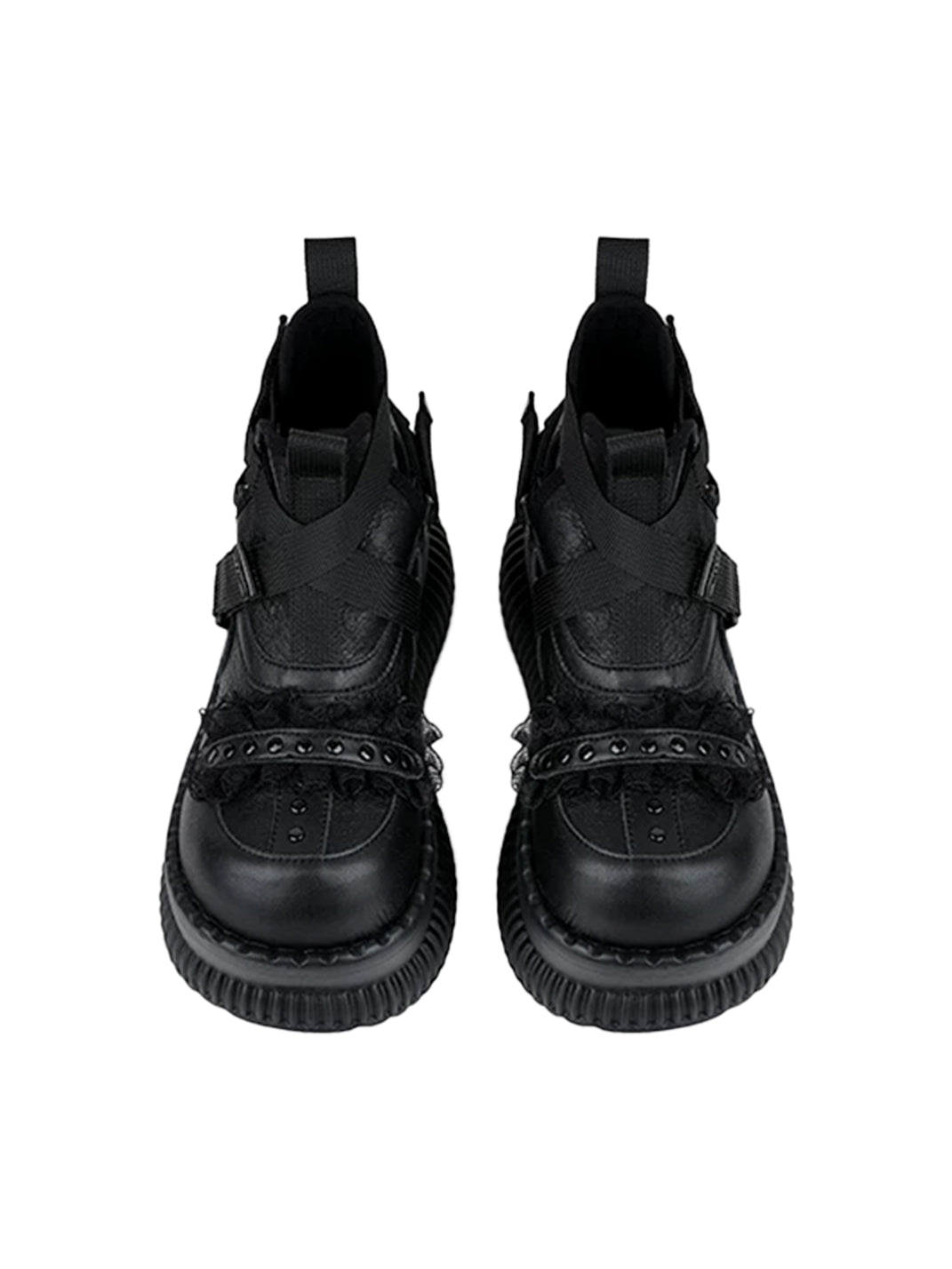 Multi-Buckle Studded Platform Ankle Boots - view 9
