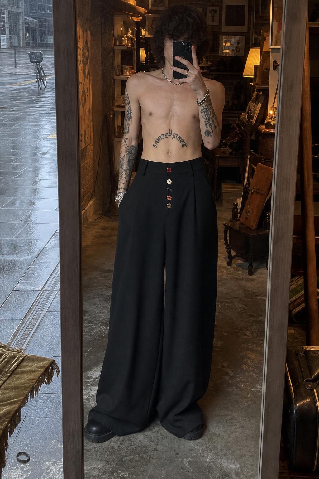 Multi-Button High-Waisted Wide-Leg Trousers UGC showcase 3