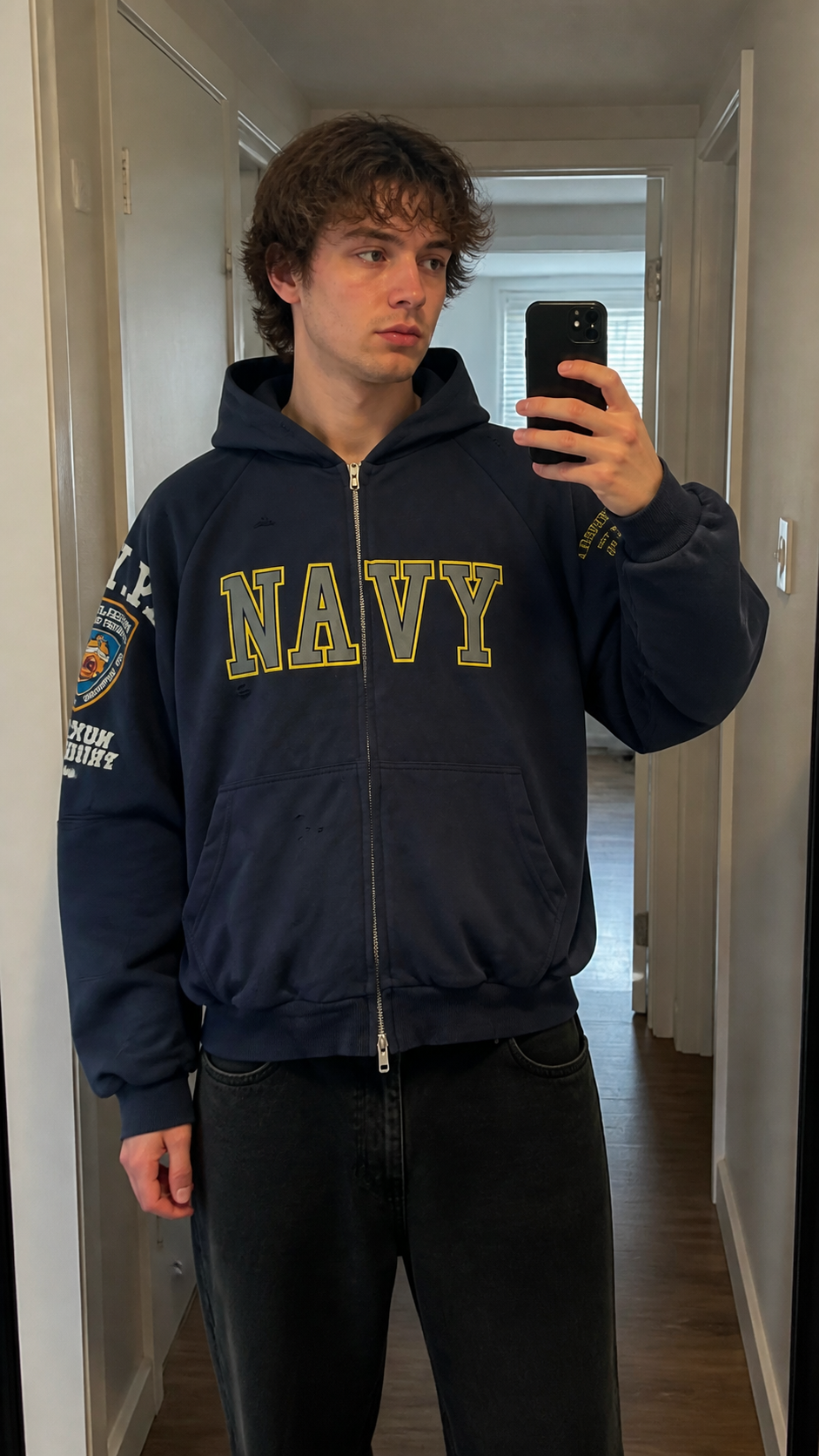 NAVY Duel-Zip Hoodie natural UGC showcase 1