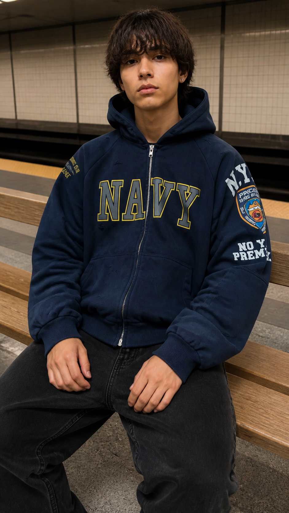 NAVY Duel-Zip Hoodie natural UGC showcase 3