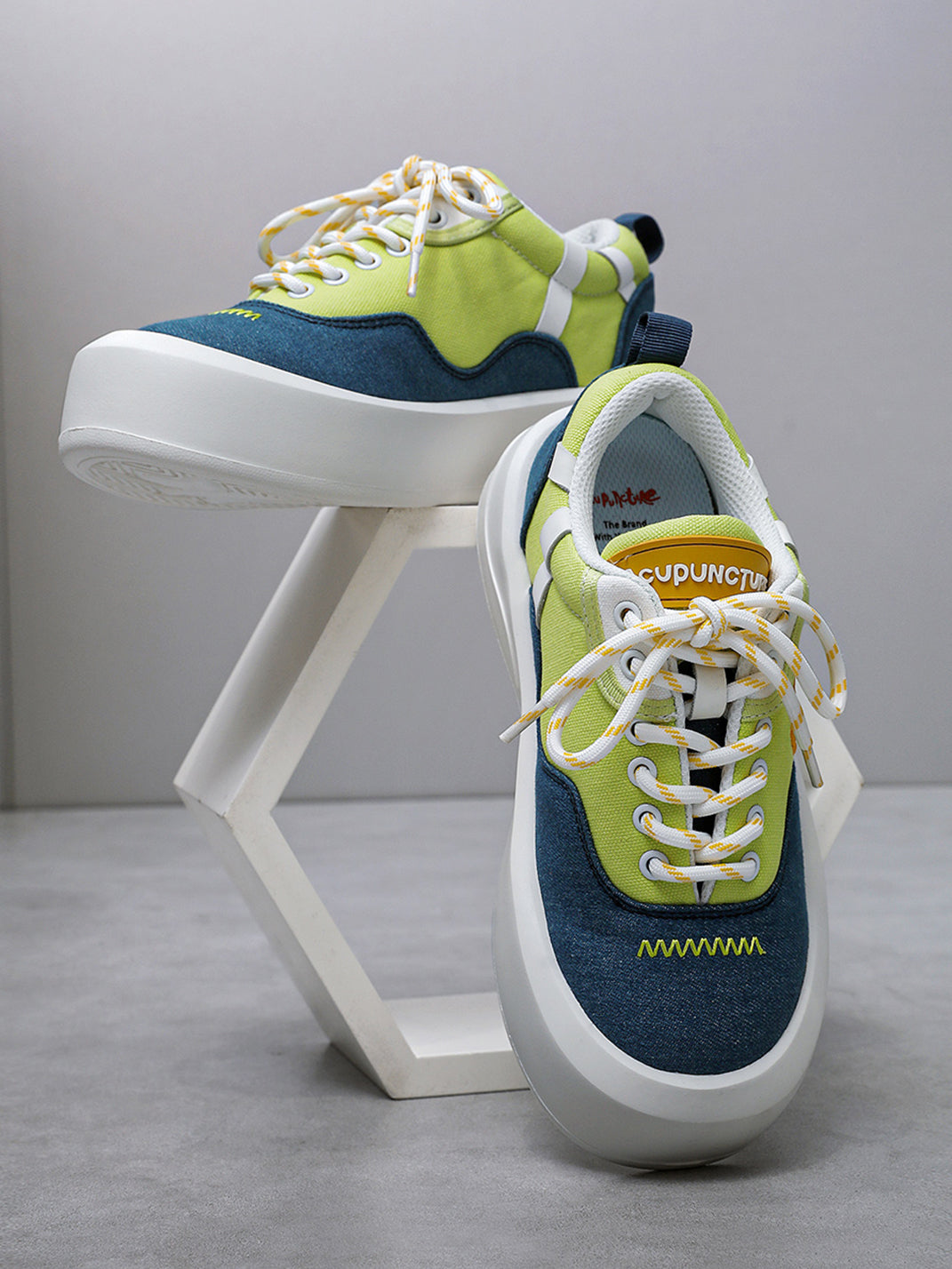 Neon Colorblock Canvas Platform Sneakers - View 5
