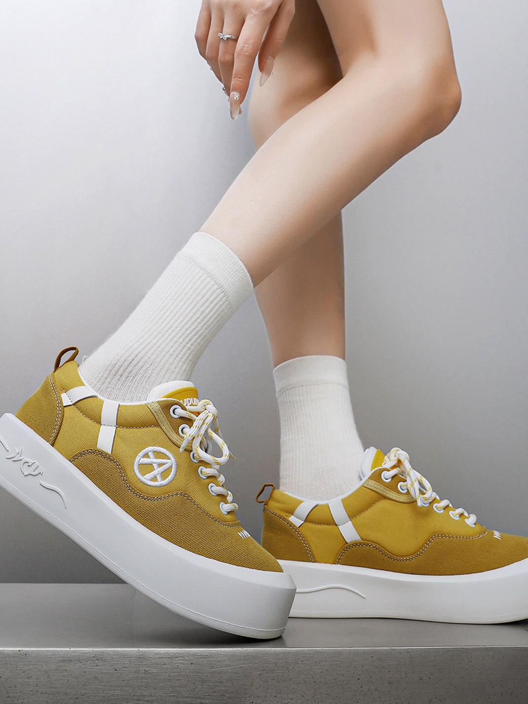 Neon Colorblock Canvas Platform Sneakers - View 14
