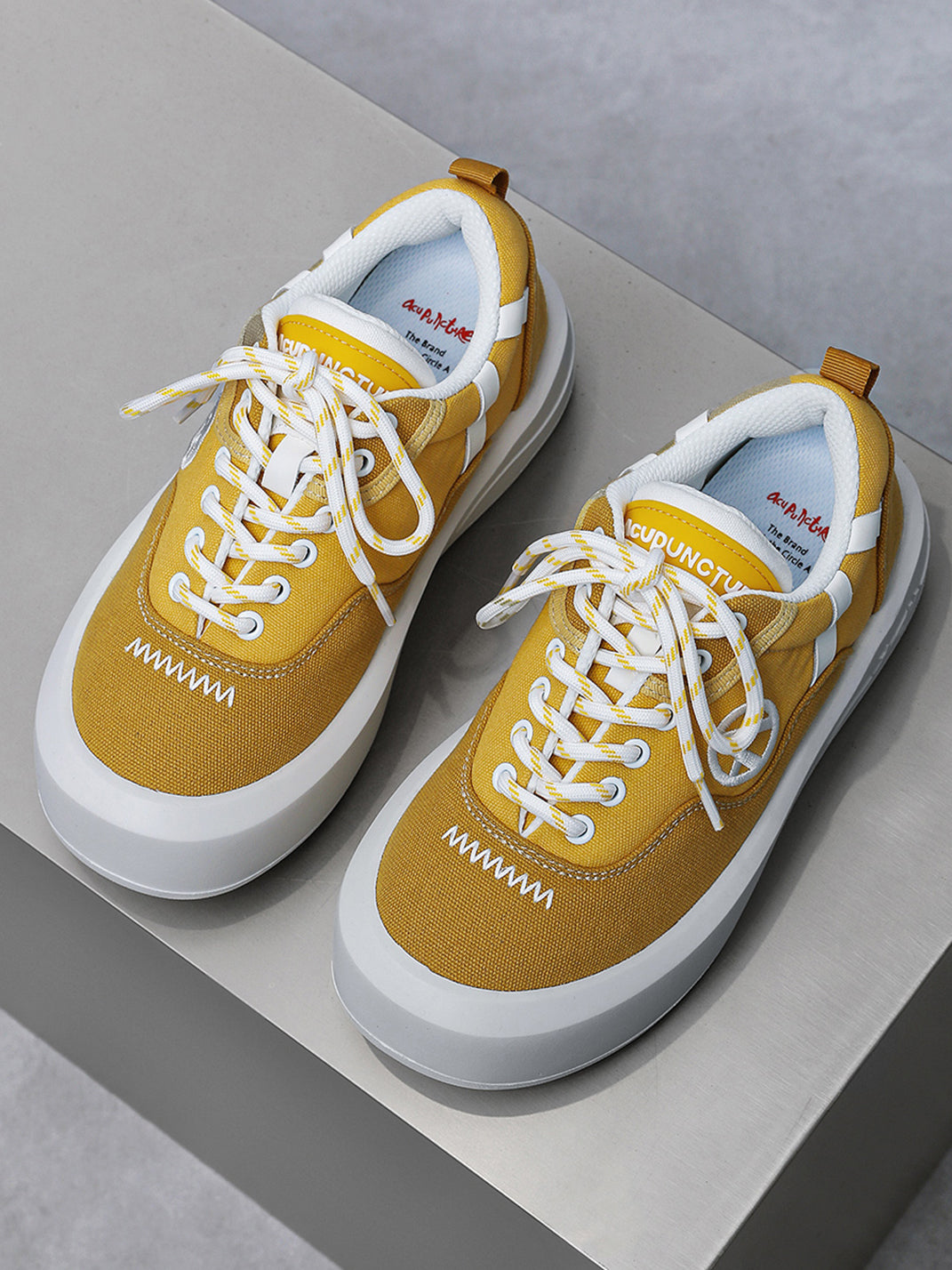 Neon Colorblock Canvas Platform Sneakers - View 15
