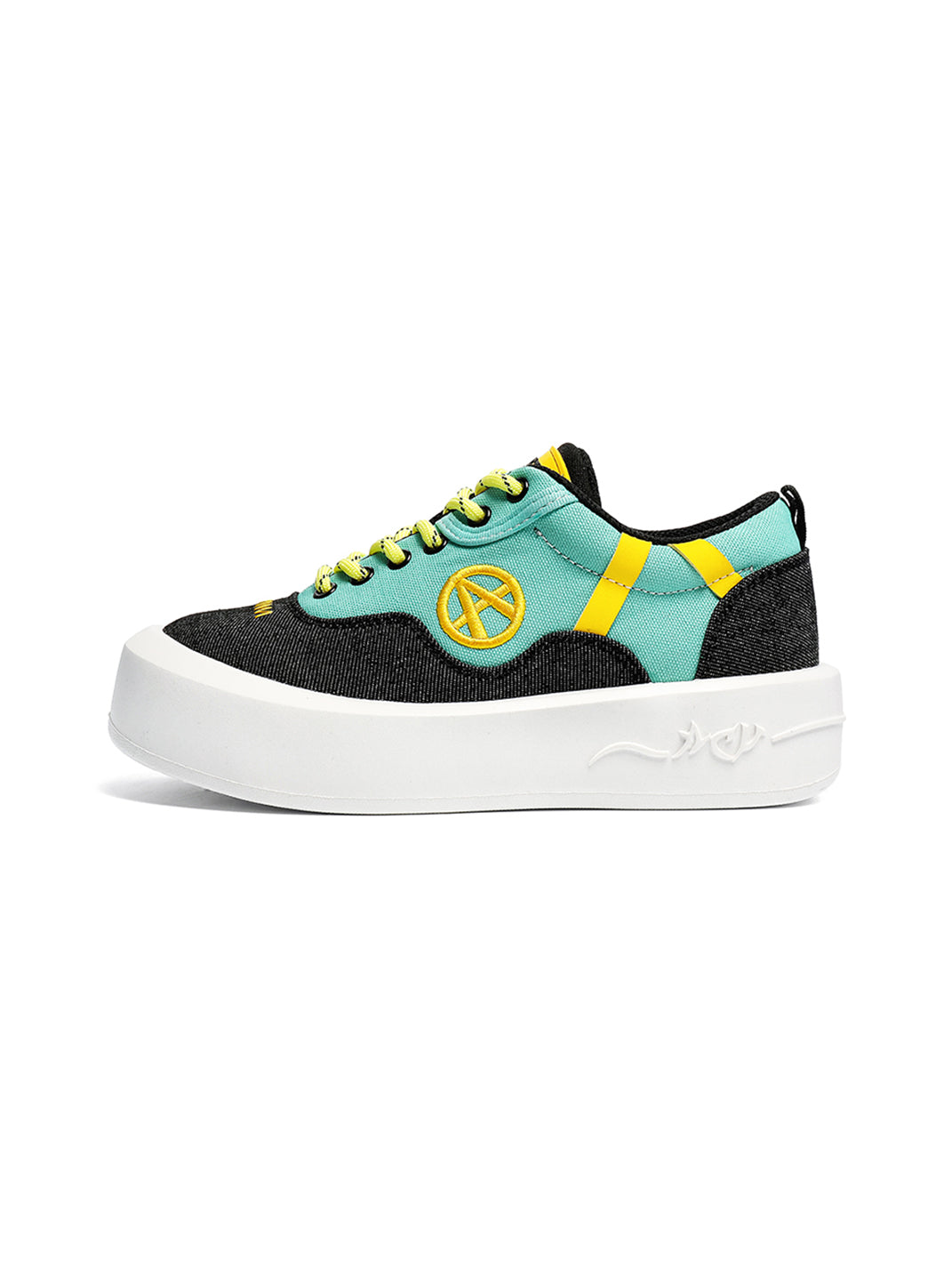 Neon Colorblock Canvas Platform Sneakers - View 22
