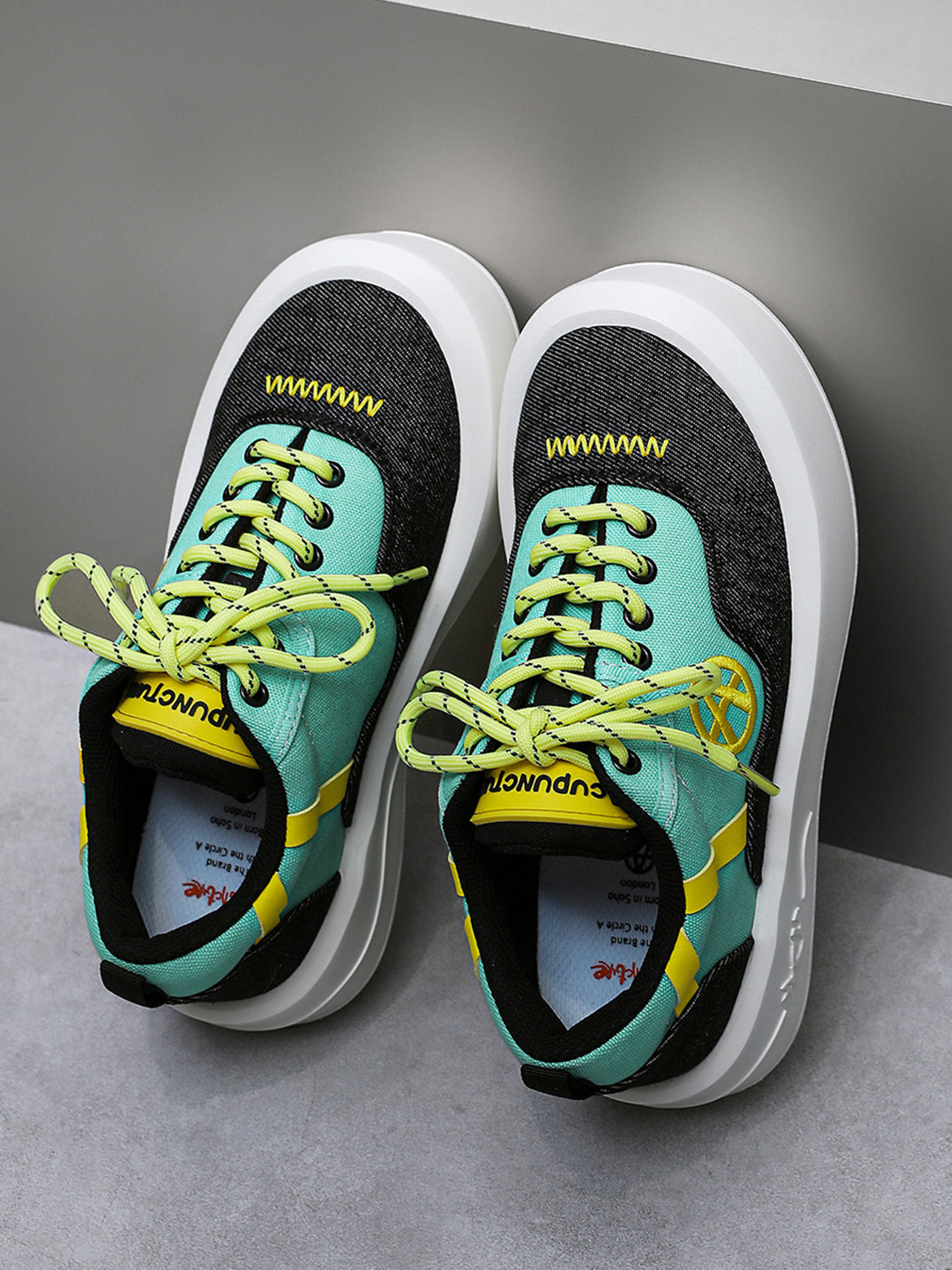 Neon Colorblock Canvas Platform Sneakers - View 25