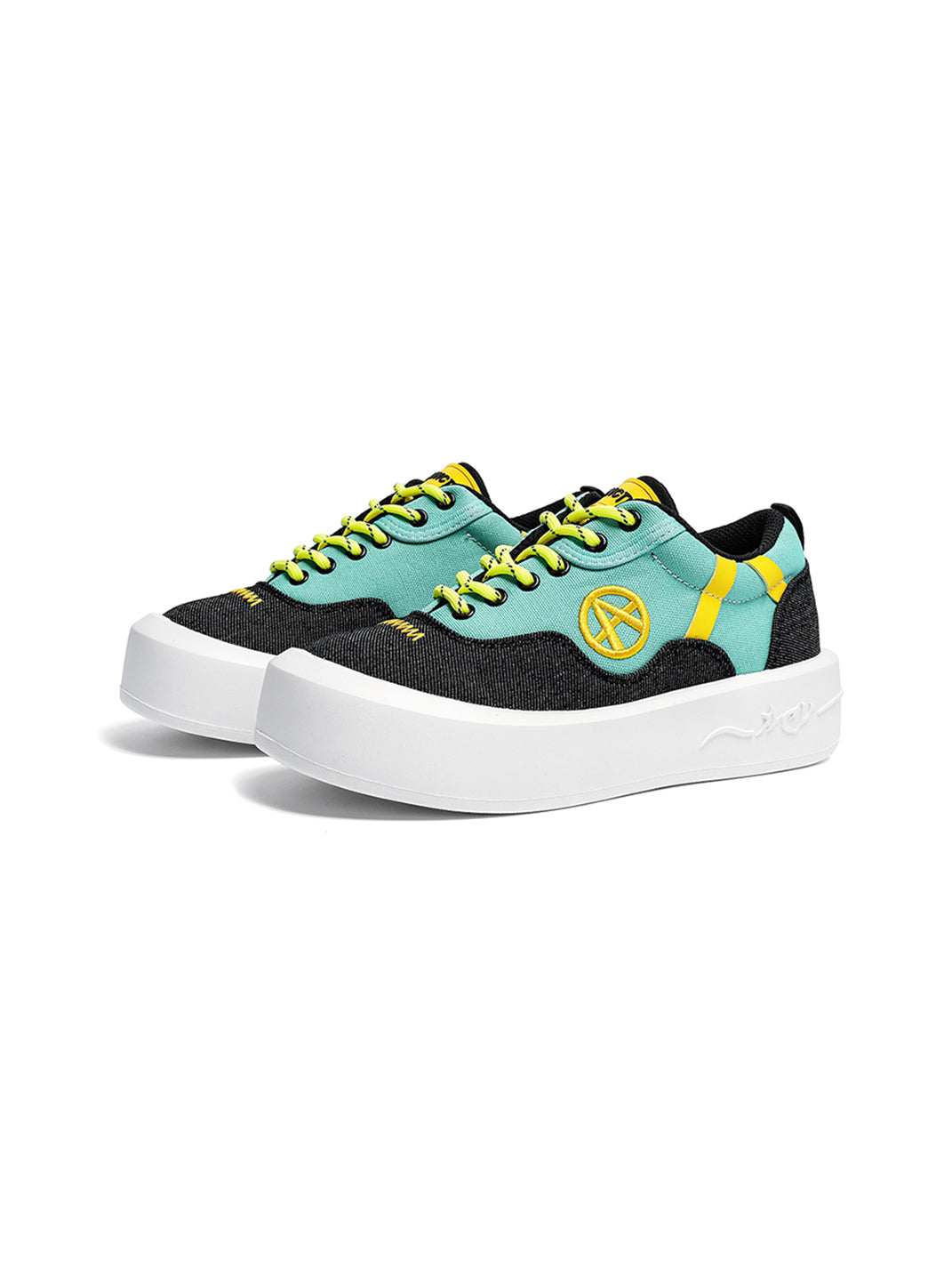 Neon Colorblock Canvas Platform Sneakers - View 26