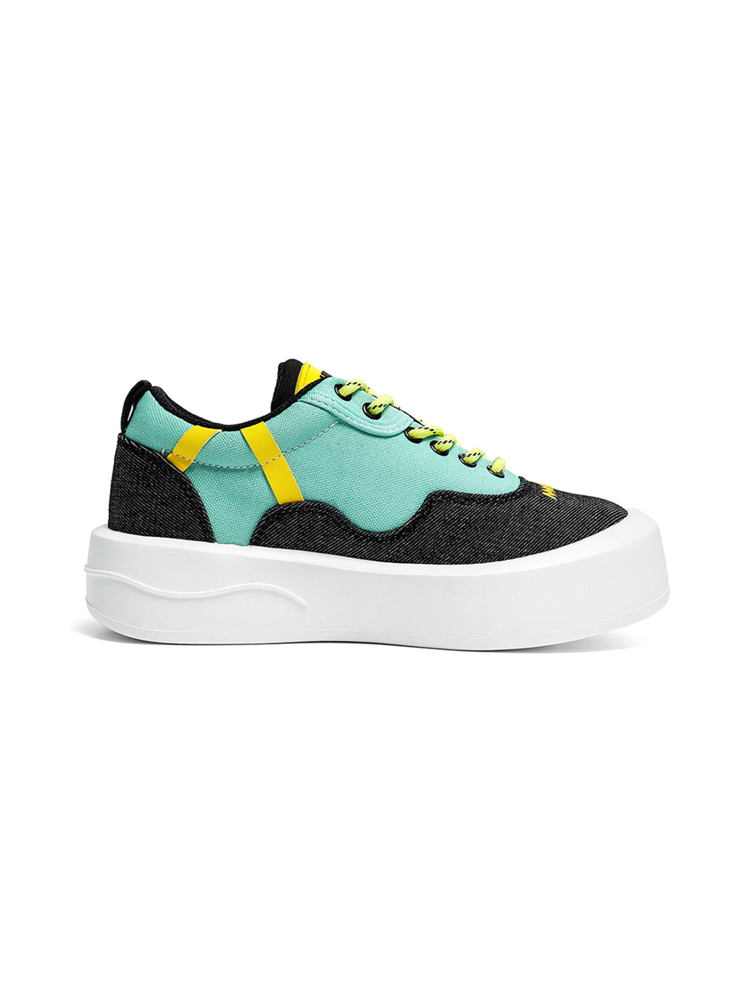 Neon Colorblock Canvas Platform Sneakers - View 29