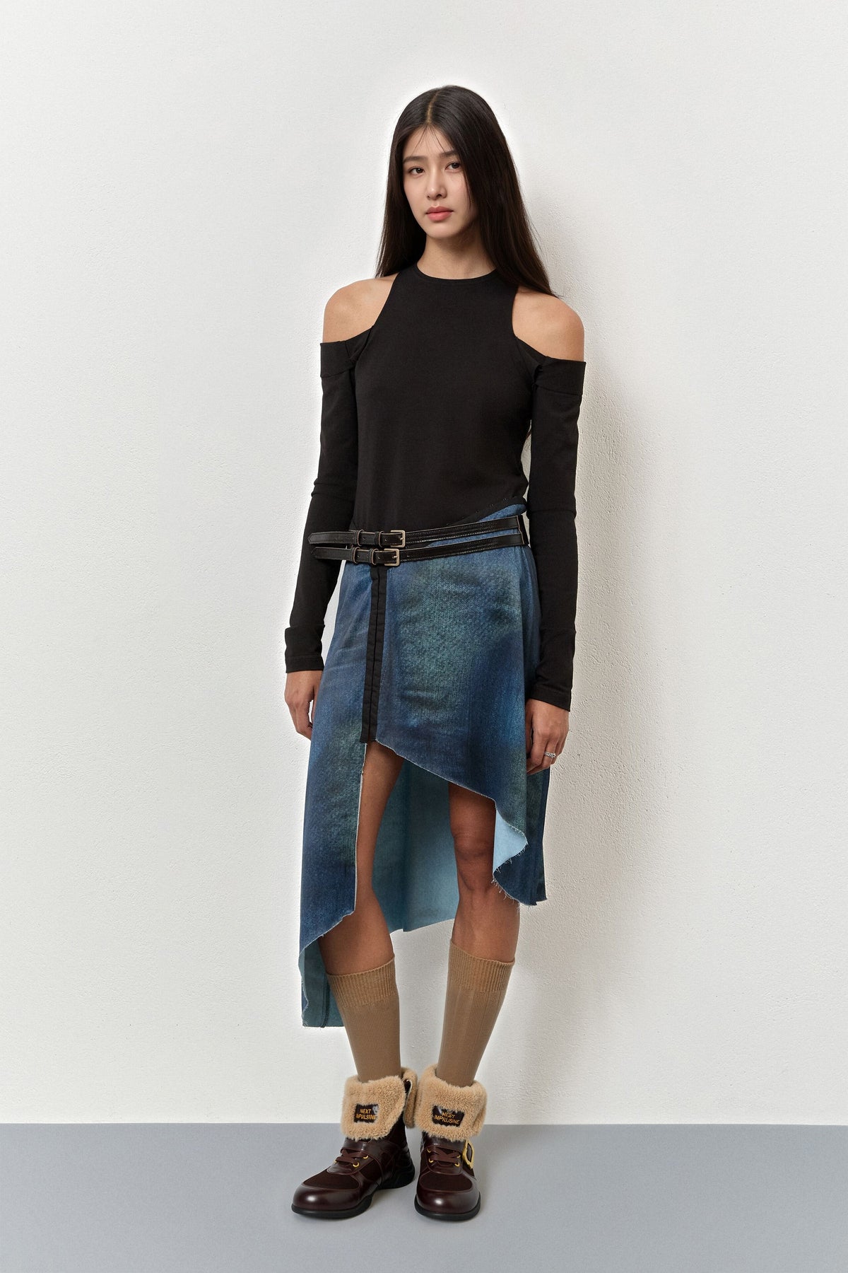Shearling-Cuff Navajo Leather Ankle Boots - View 5