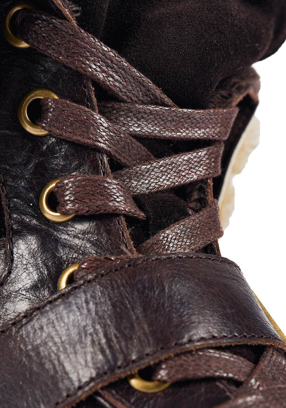 Shearling-Cuff Navajo Leather Ankle Boots - View 9