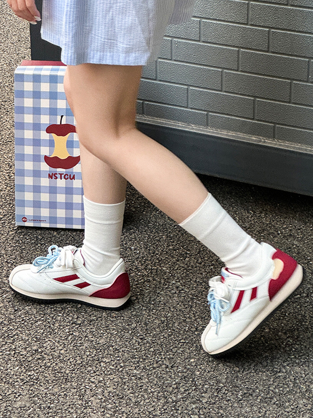 Apple-Detail Mesh Retro Runner Sneakers - View 2