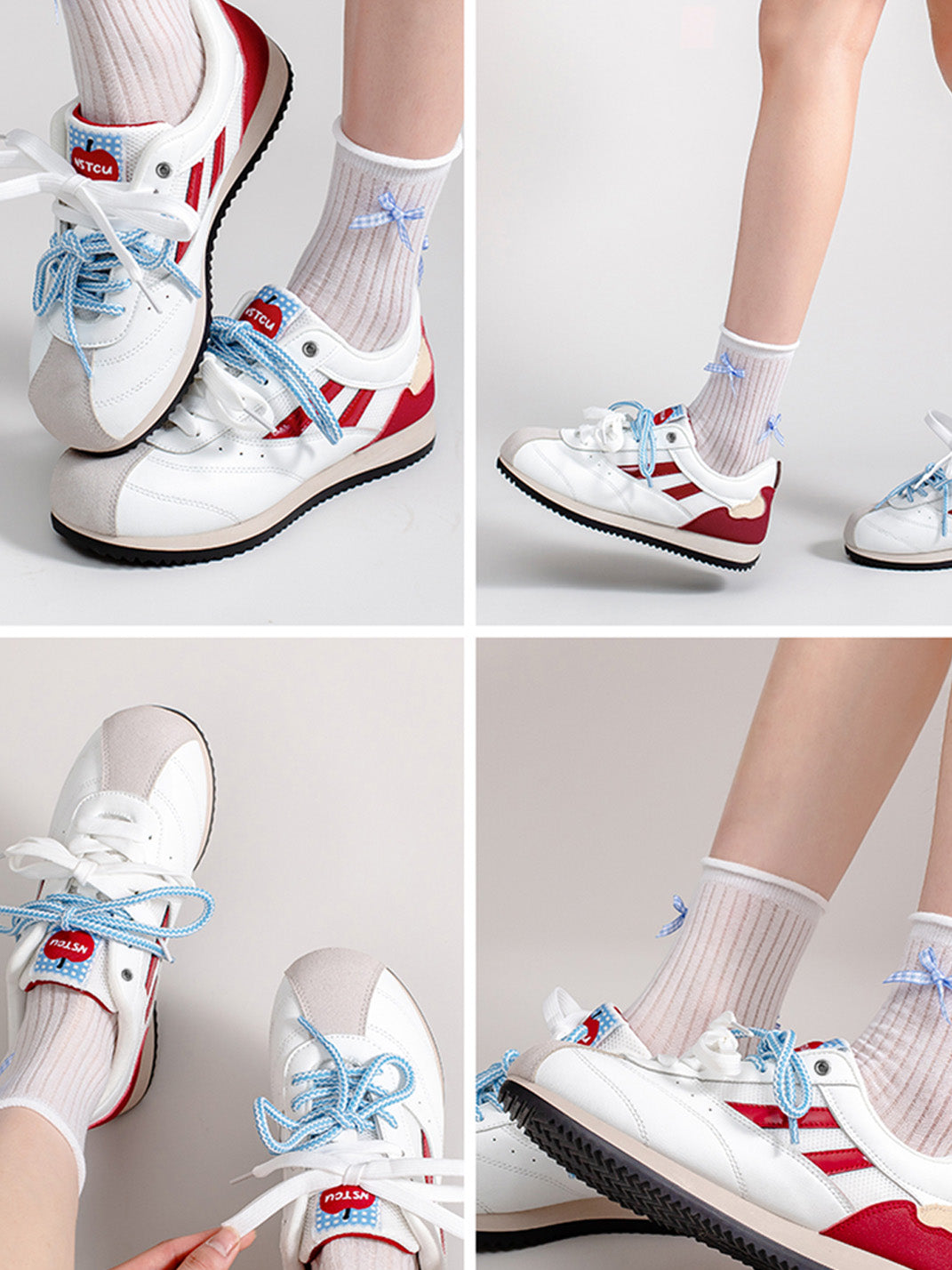 Apple-Detail Mesh Retro Runner Sneakers - View 5
