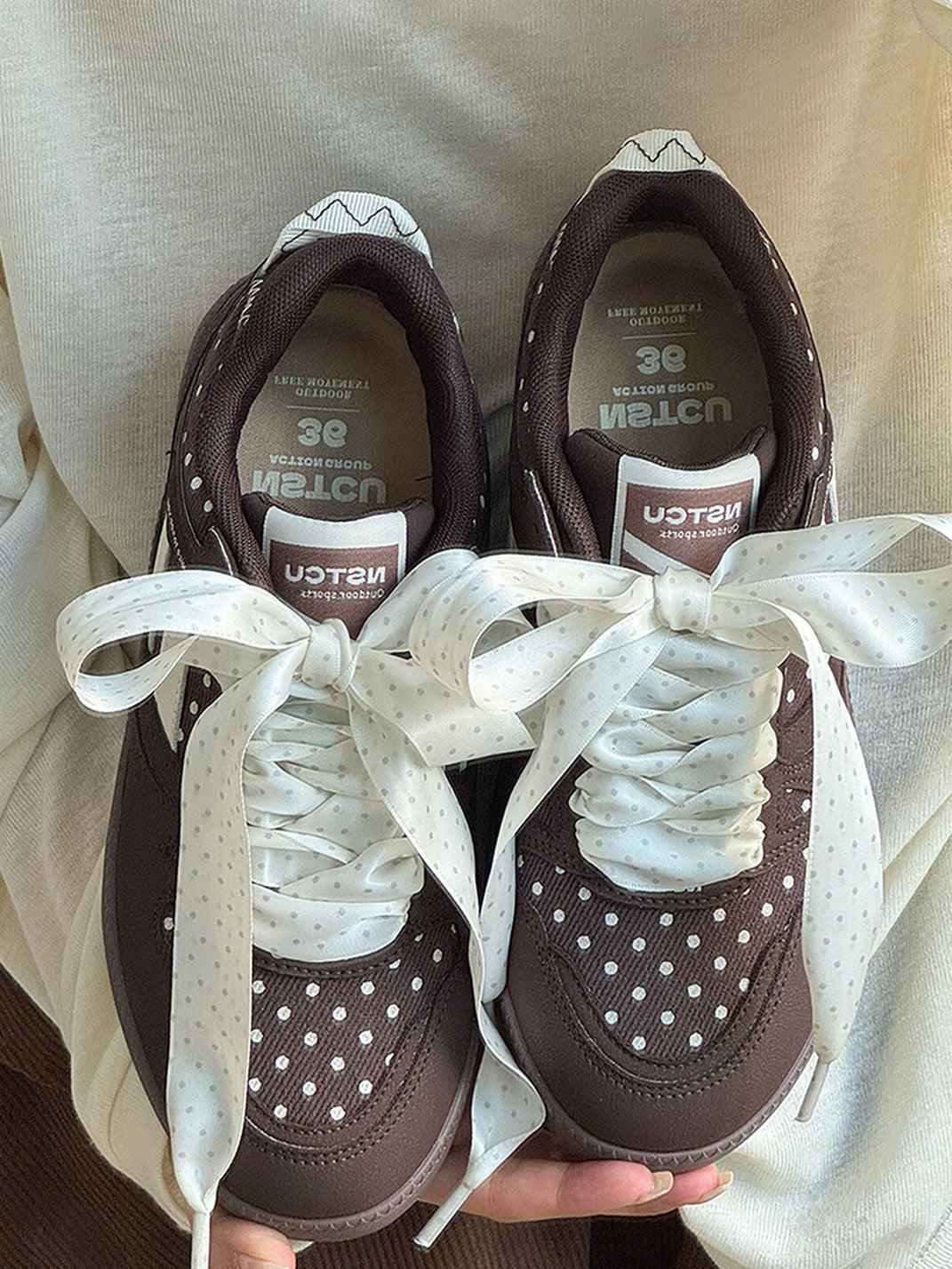 Polka-Dot Ribbon Low-Top Skate Sneakers - View 14