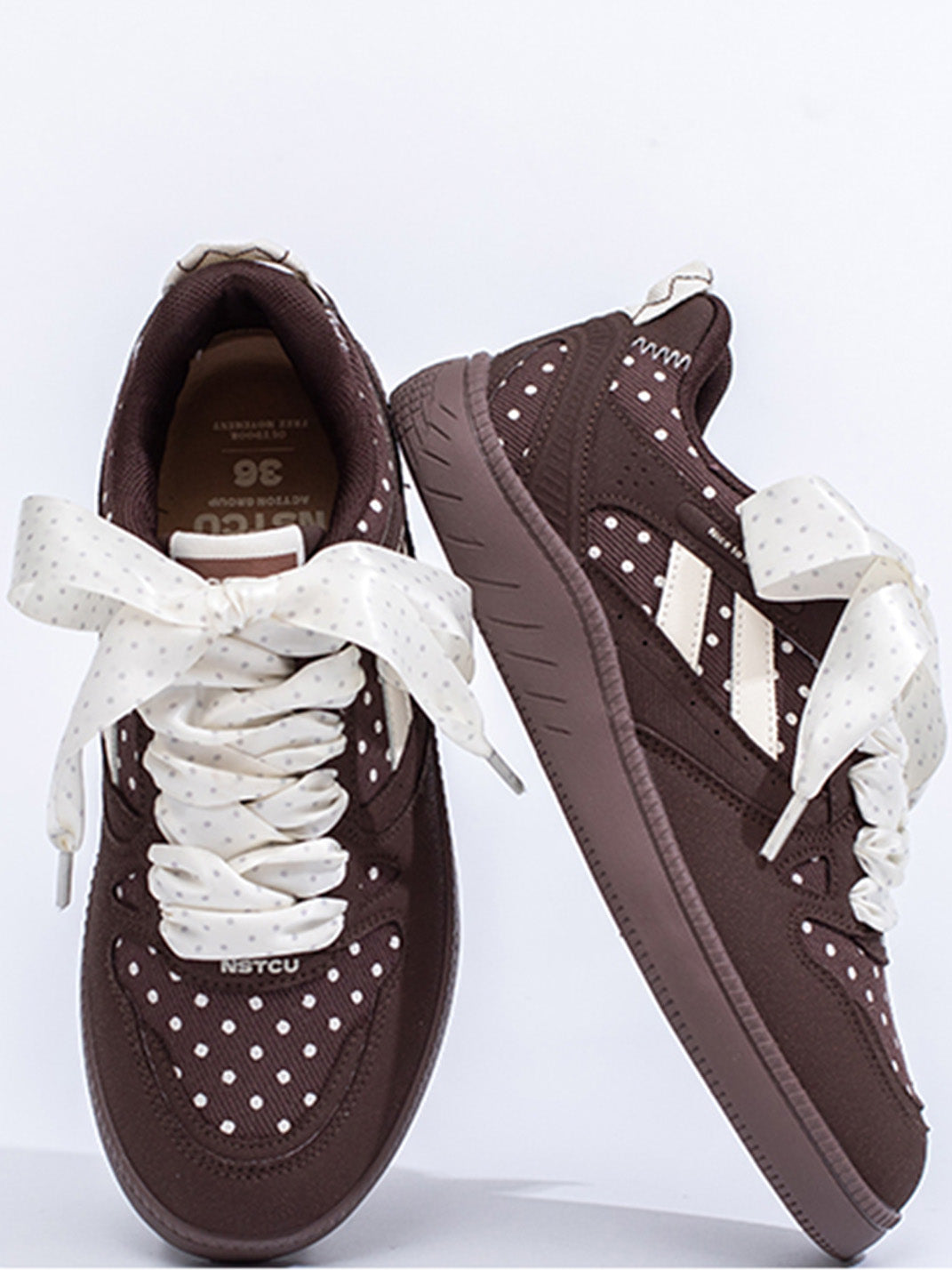 Polka-Dot Ribbon Low-Top Skate Sneakers - View 15