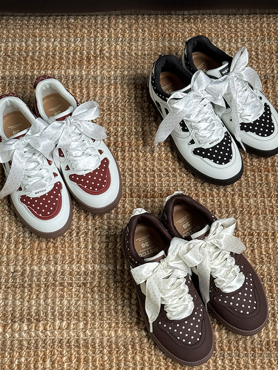 Polka-Dot Ribbon Low-Top Skate Sneakers - View 17
