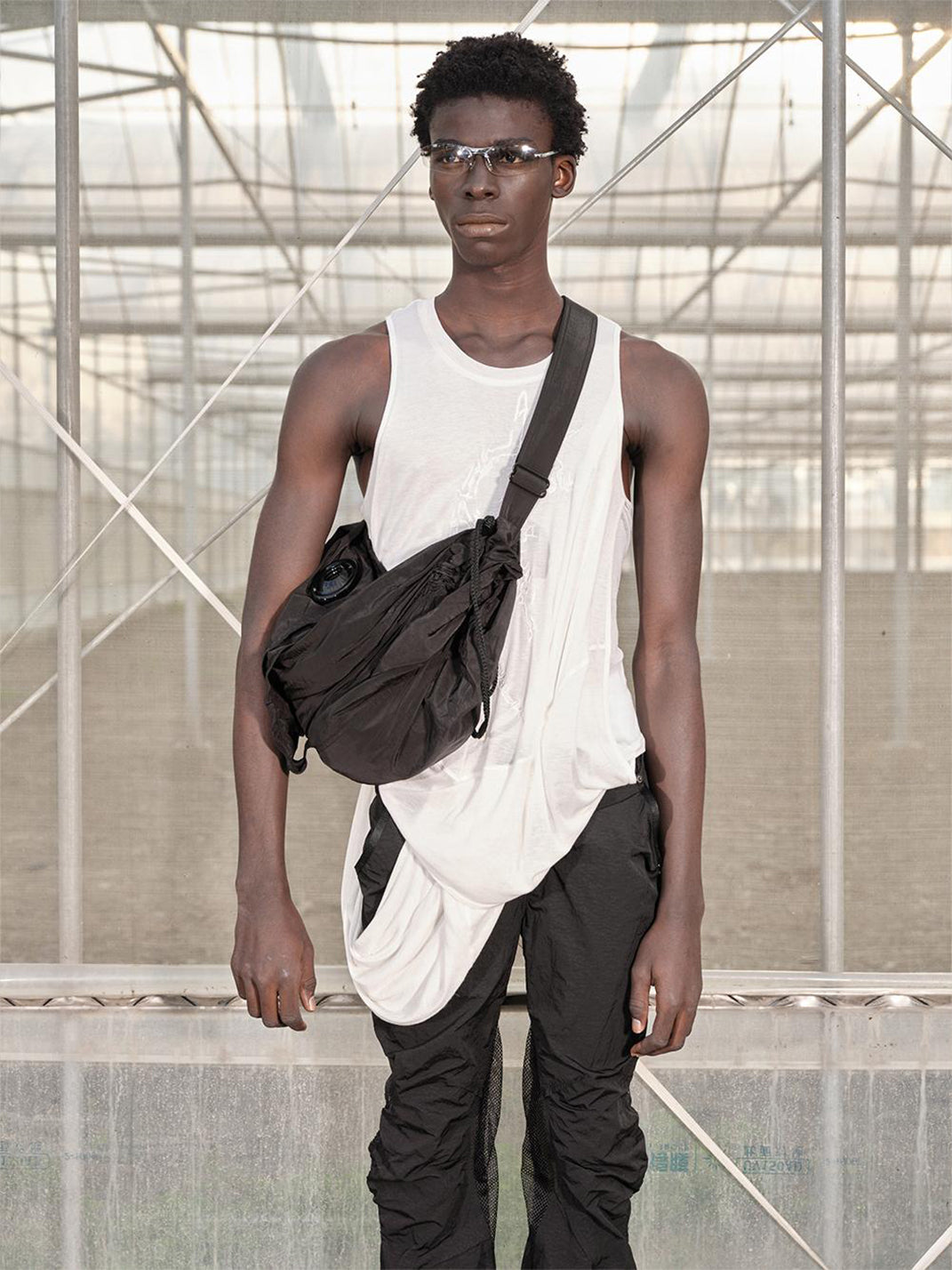 Black Utility-Pocket Nylon Sling Bag - View 2