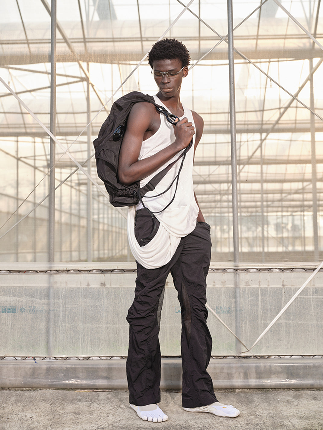 Black Utility-Pocket Nylon Sling Bag - View 3