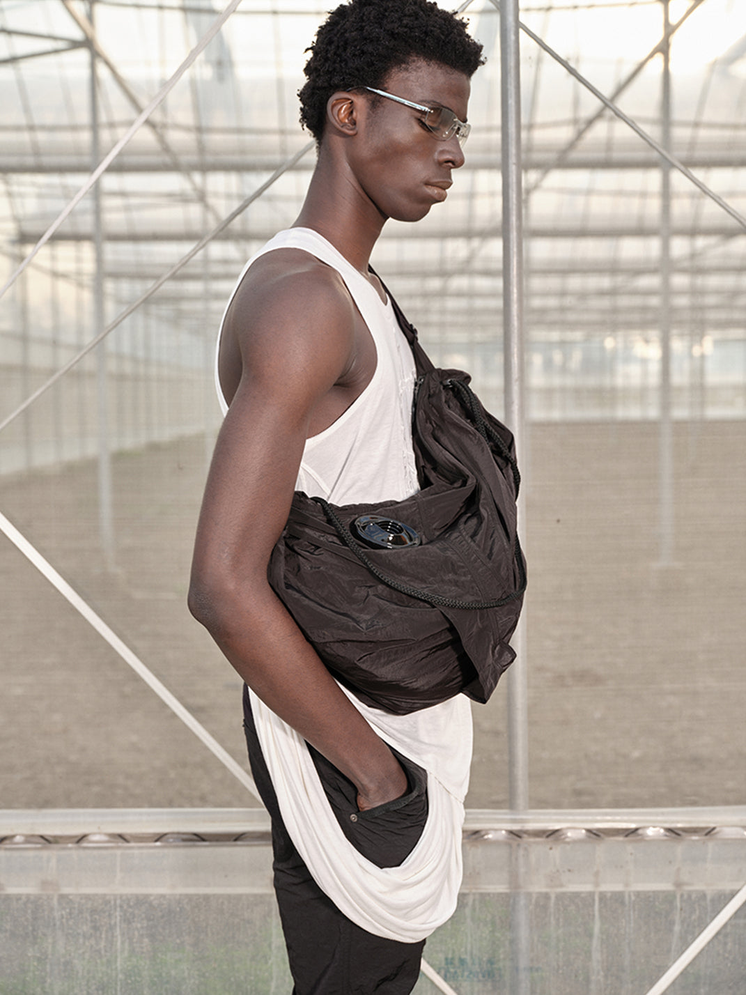 Black Utility-Pocket Nylon Sling Bag - View 4