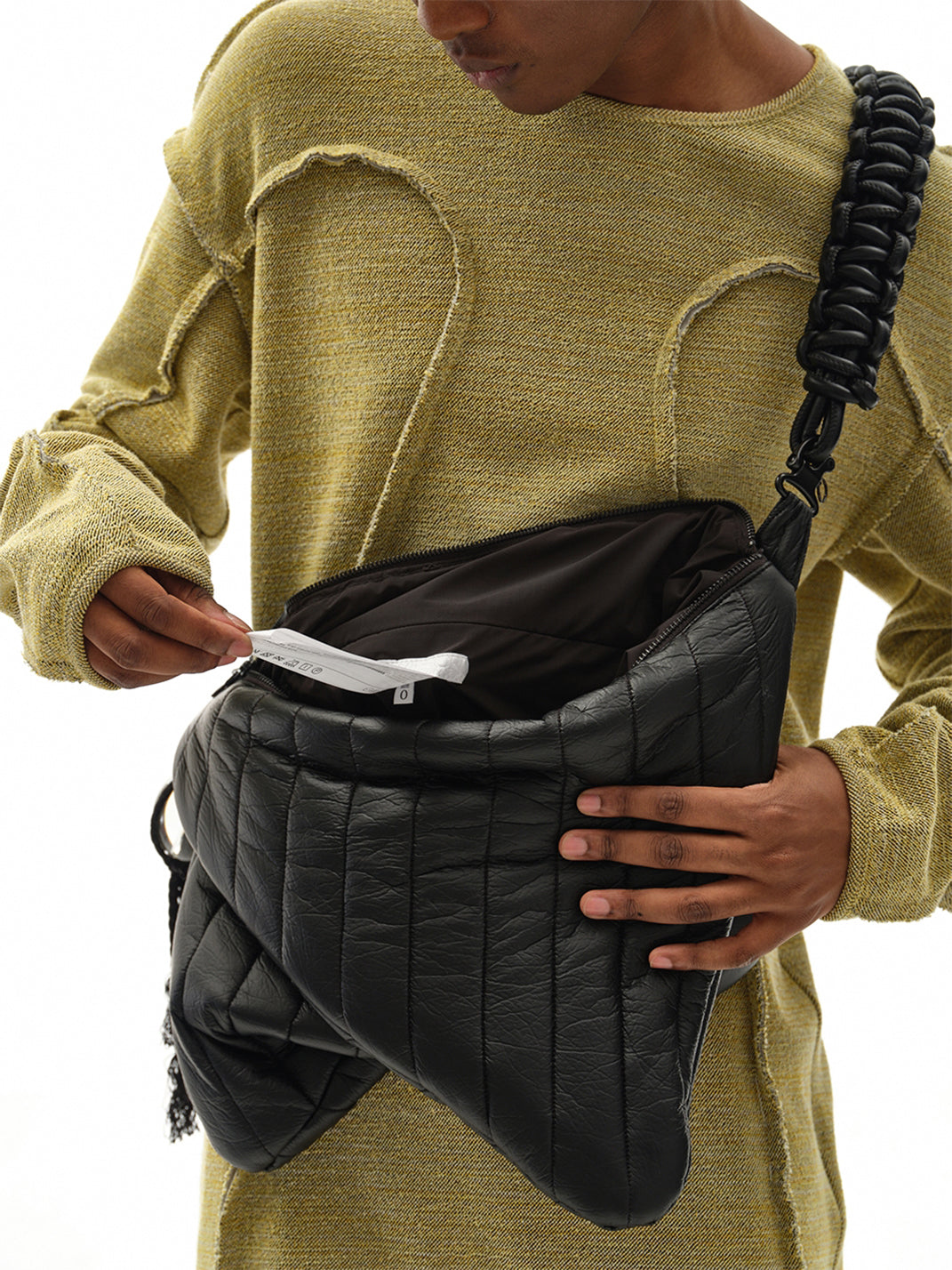 Black Quilted Convertible Laptop Crossbody Bag - View 2