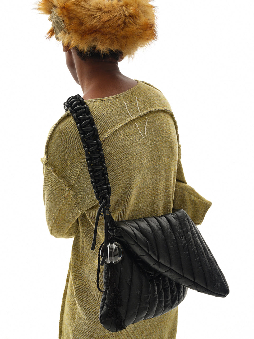 Black Quilted Convertible Laptop Crossbody Bag - View 5