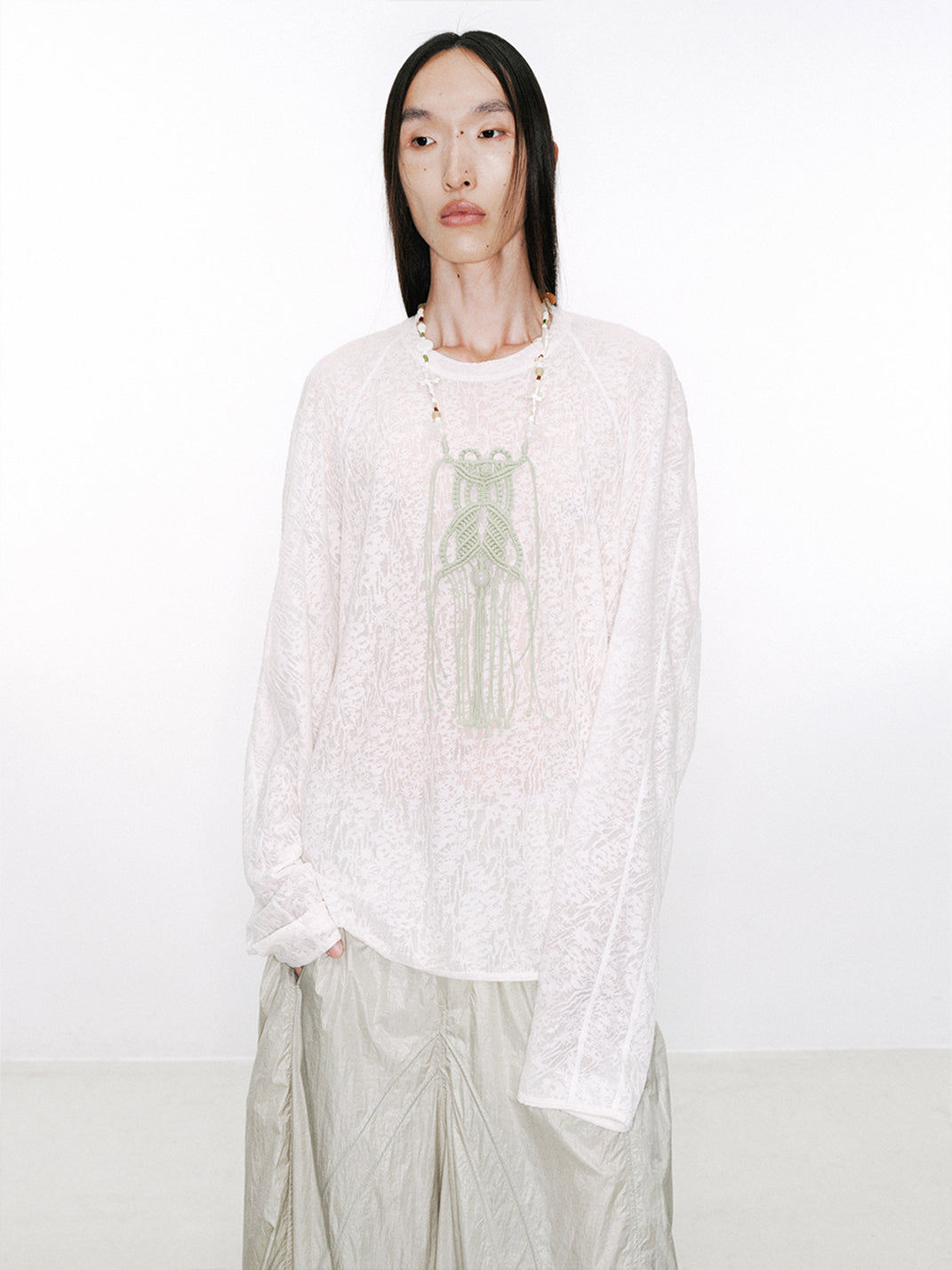 Mint Macrame Tassel Statement Necklace - View 3