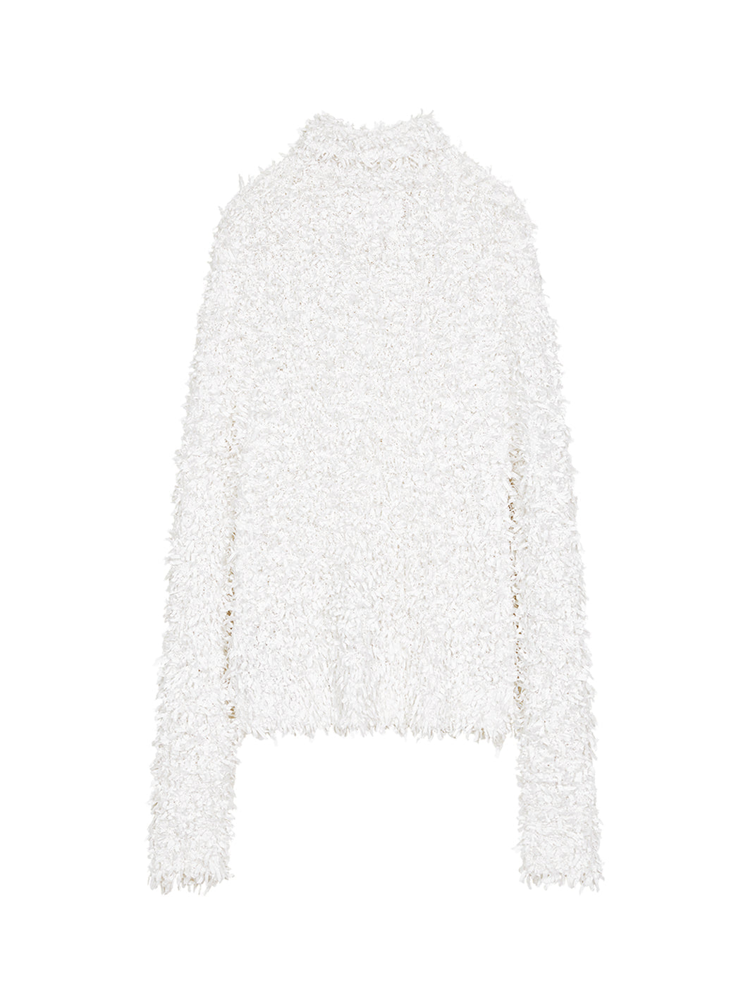 Ivory Ribbon-Yarn High-Neck Sweater