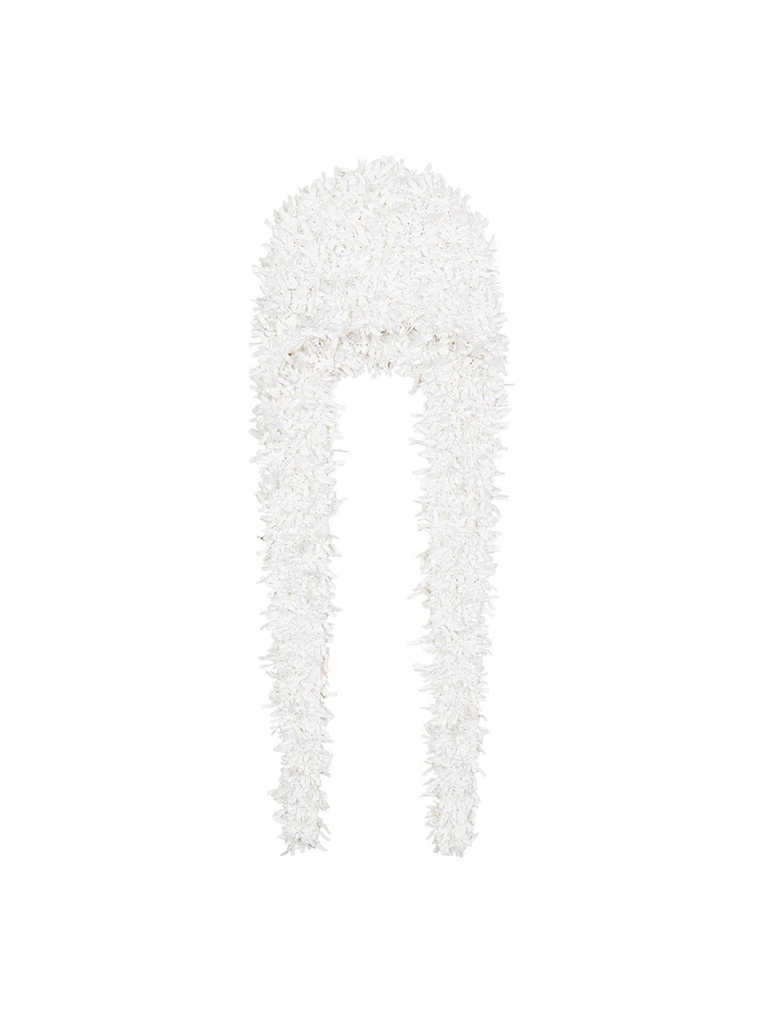 Ivory Shaggy-Yarn Tie-On Hood - View 4