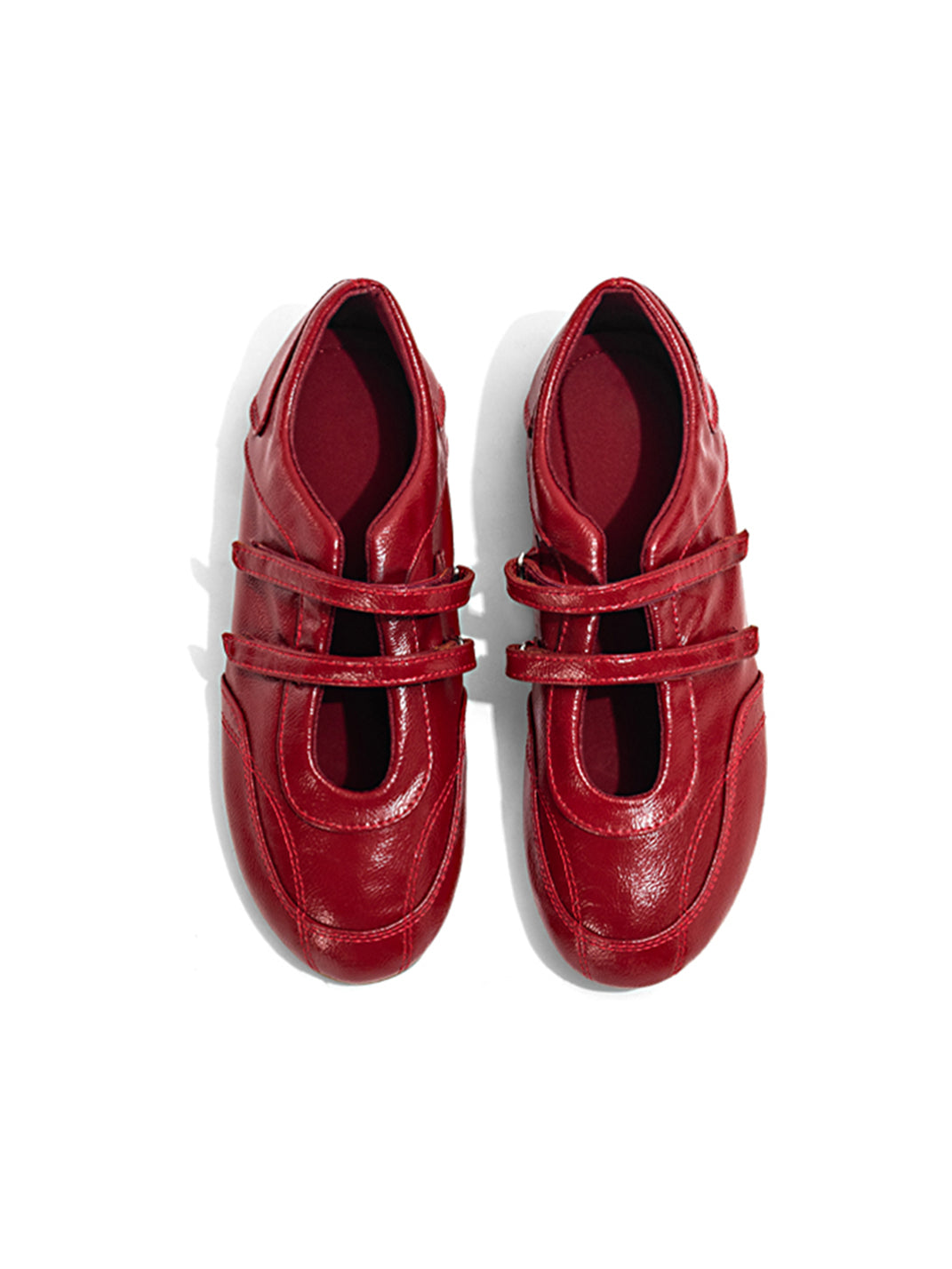 Crisscross-Strap Red Leather Flats - View 6