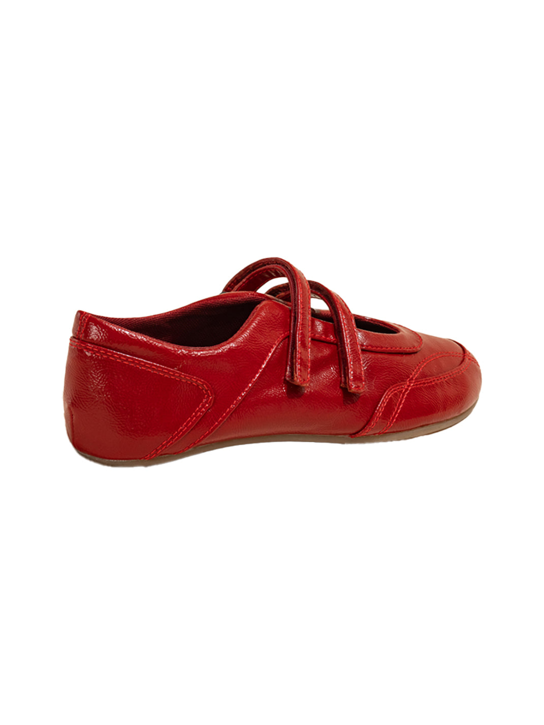 Crisscross-Strap Red Leather Flats - View 9