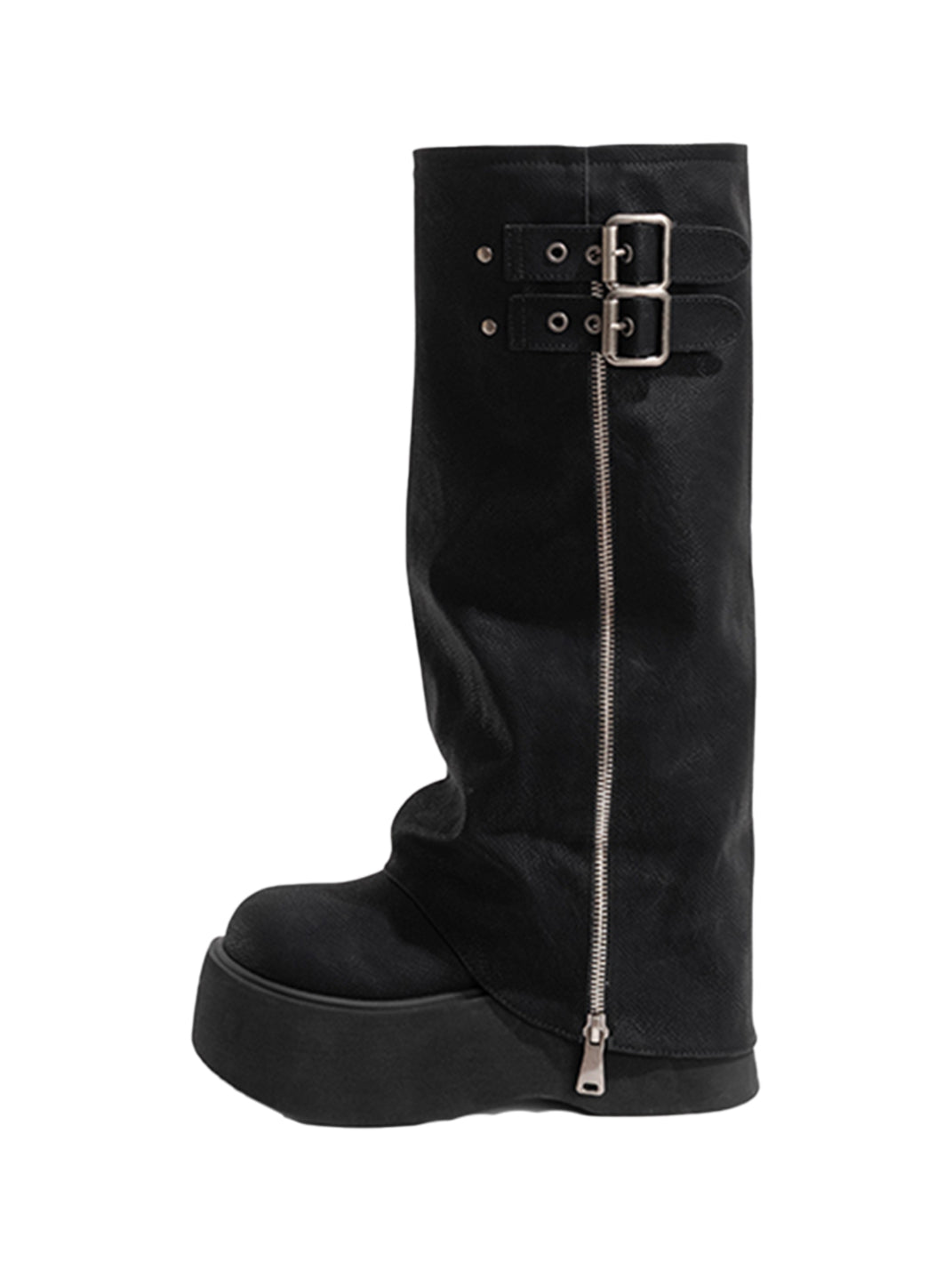 Side-Zip Knee-High Platform Boots - View 12
